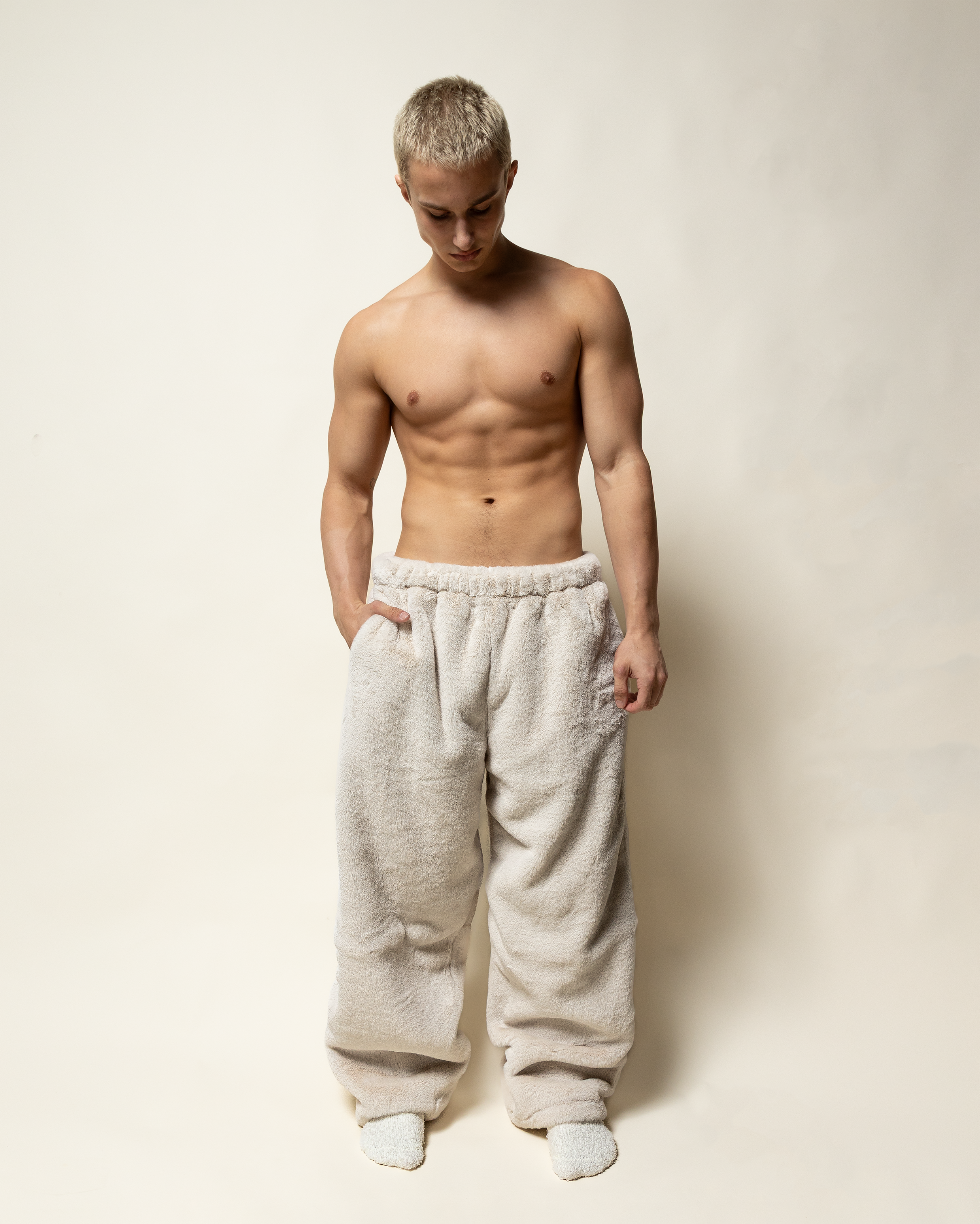 baggy sweats in minky fur