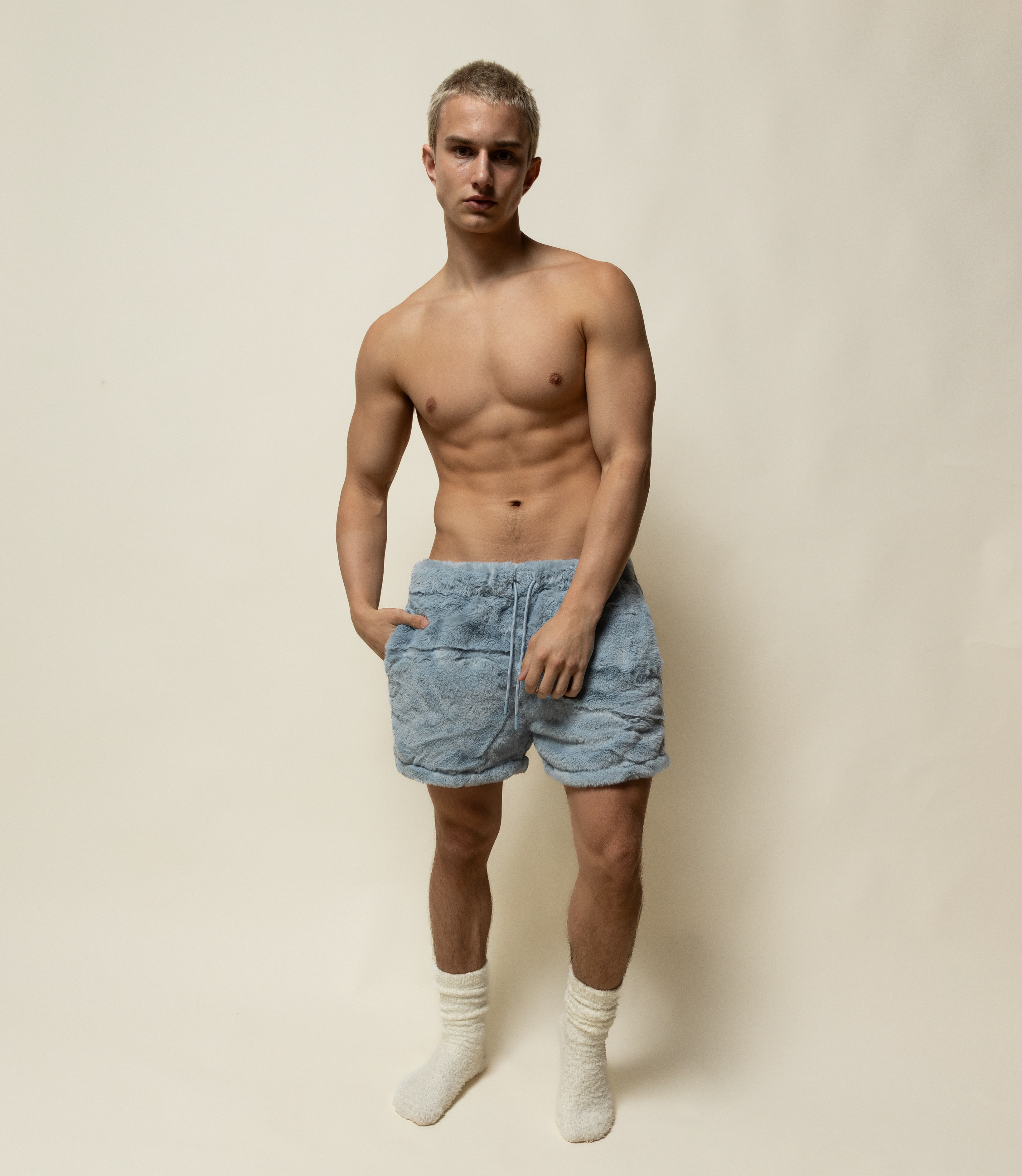 5" shorts in minky fur