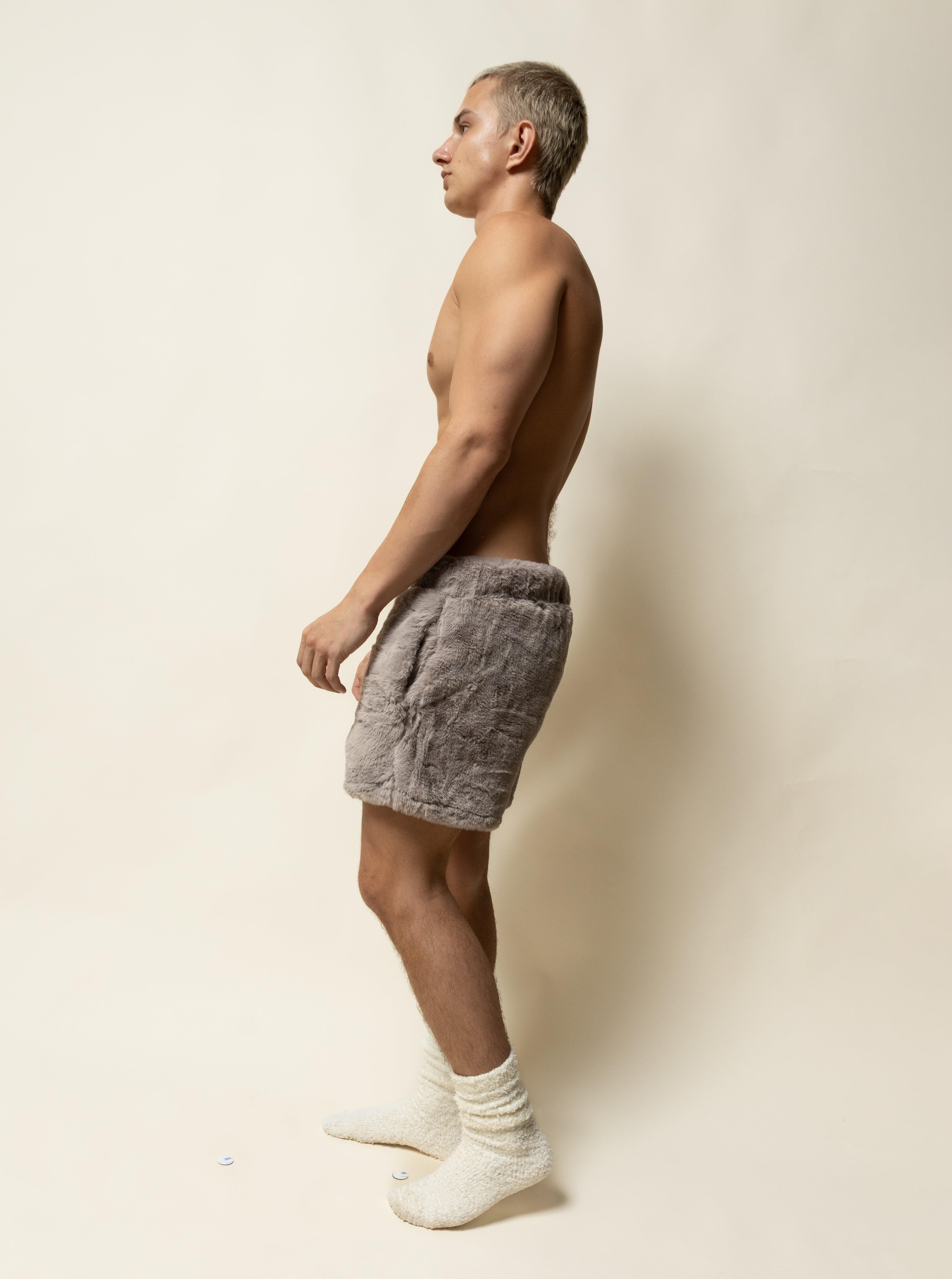 5" shorts in minky fur