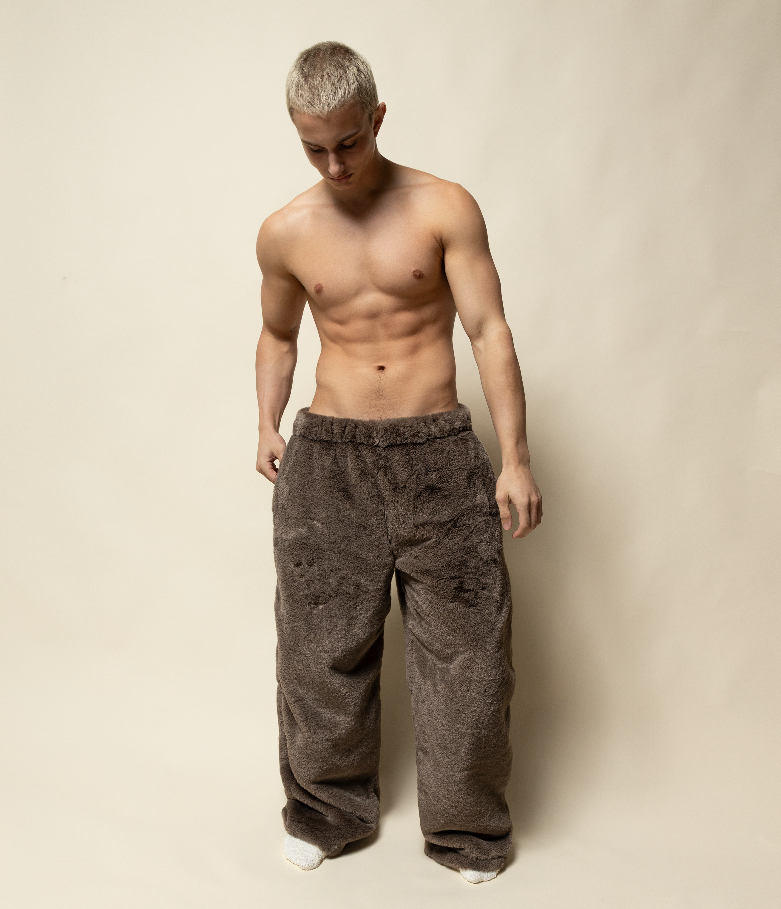 baggy sweats in minky fur