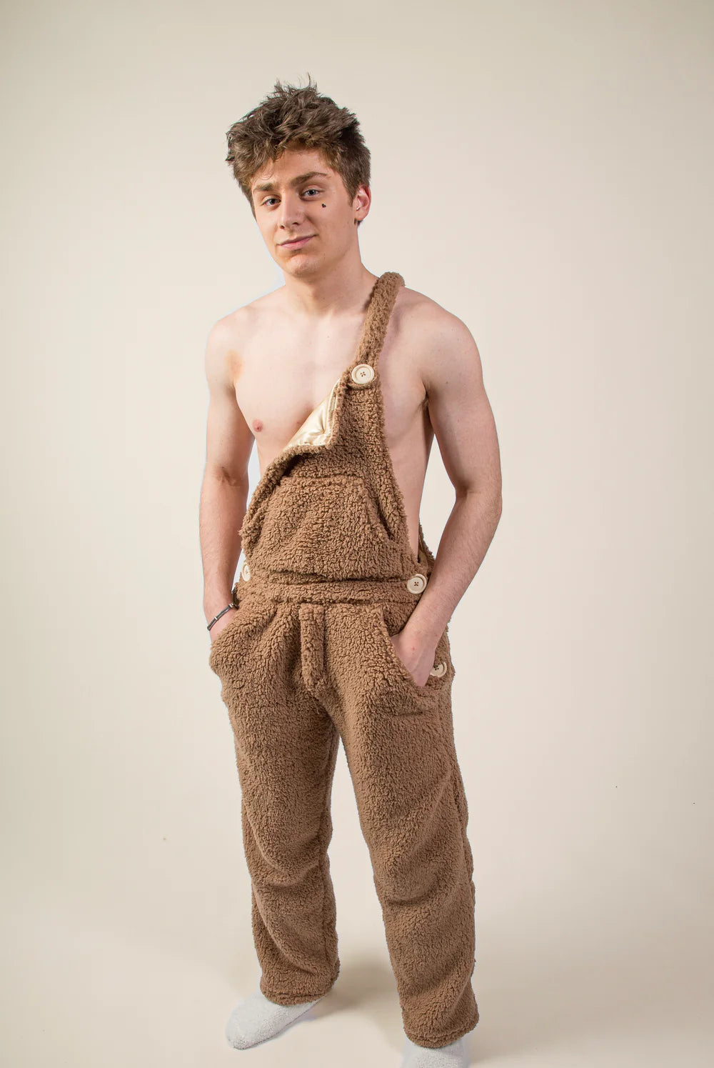 teddy sherpa overalls