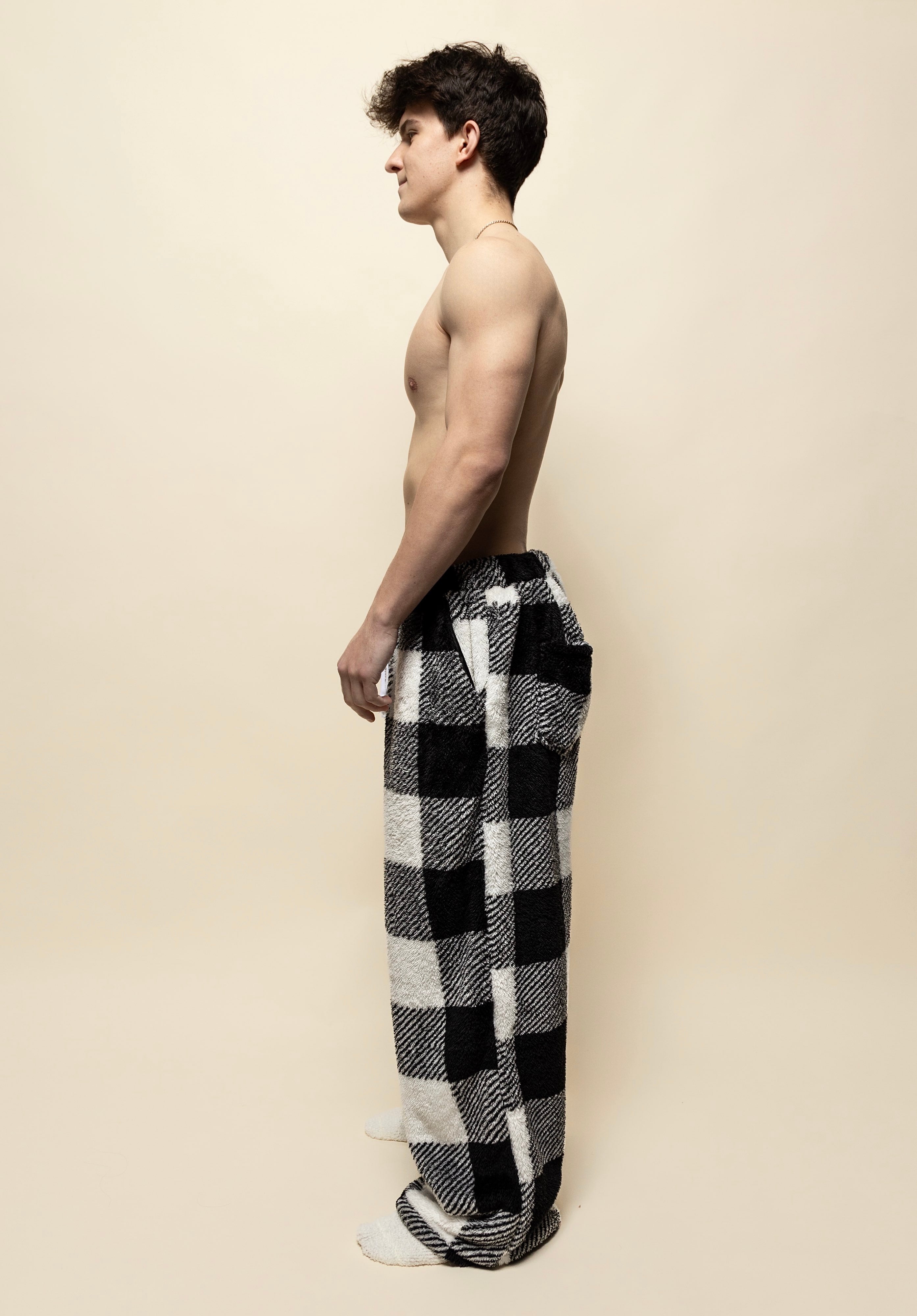 oversized pajama pants in brushed fur
