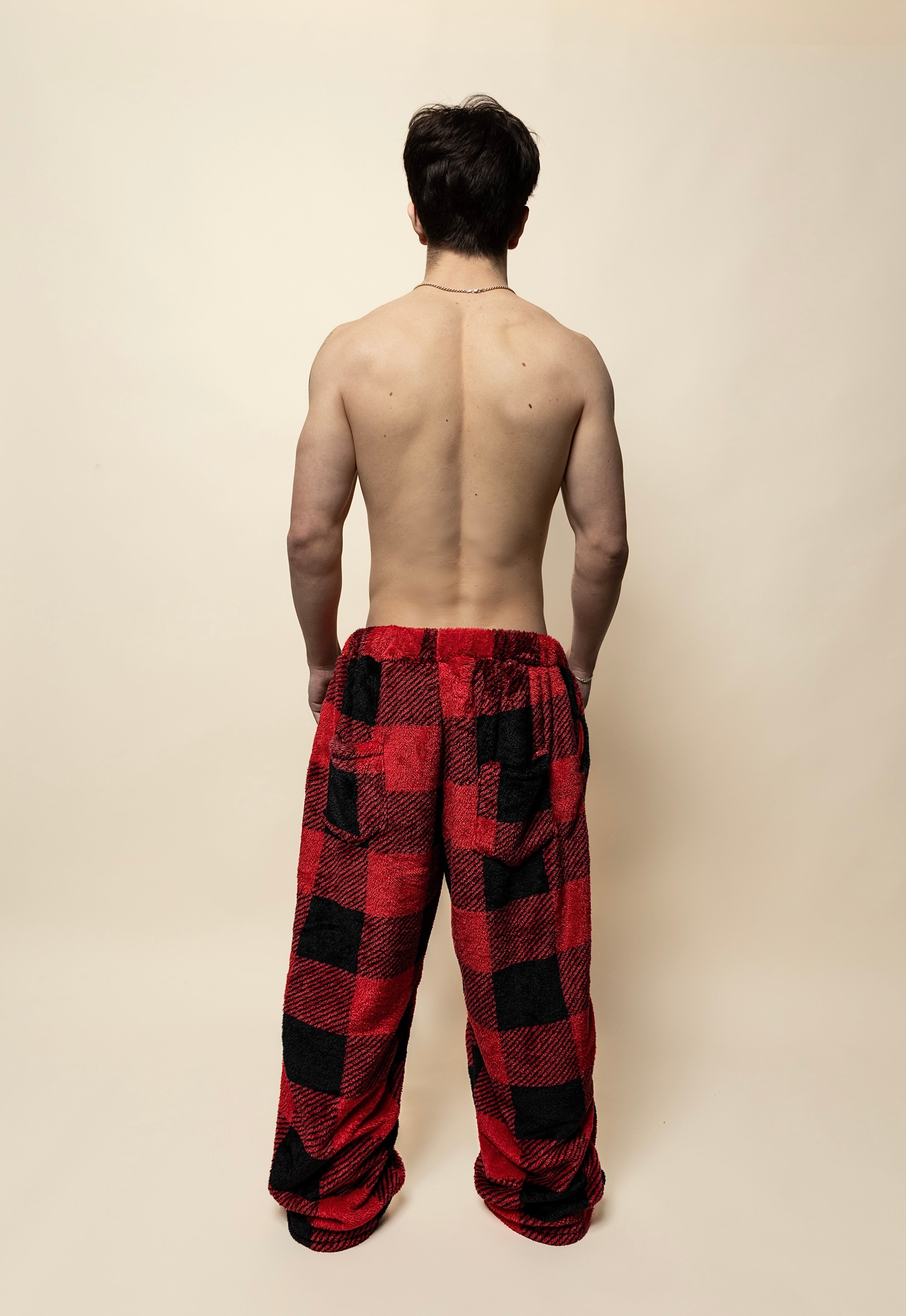 oversized pajama pants in brushed fur