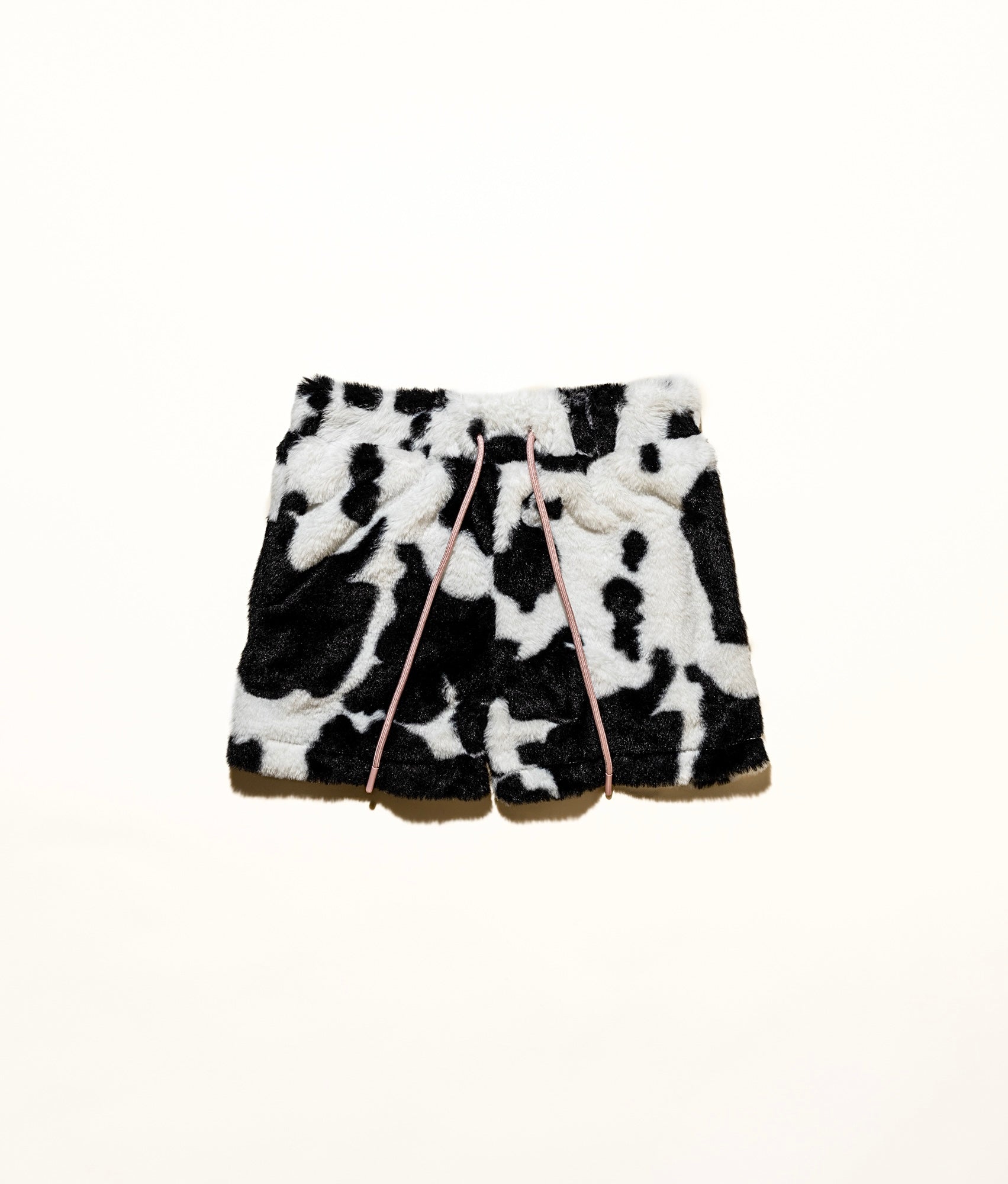 cow print fur shorts - moo moo