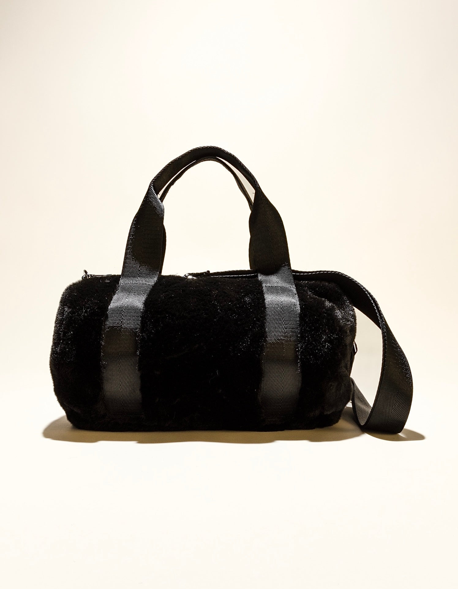 fluffy fur mini duffel - midnight