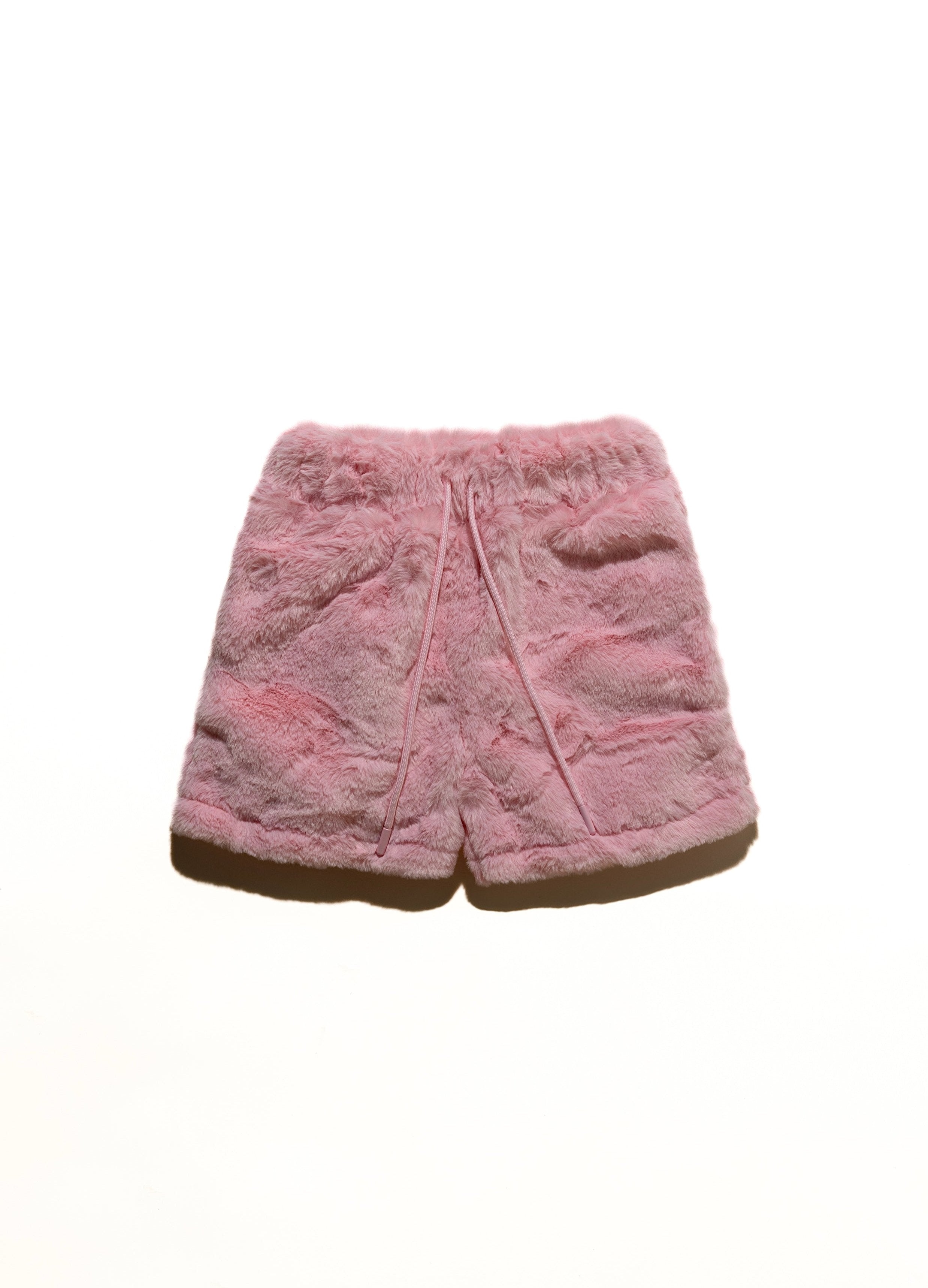 minky fur shorts - bubblegum