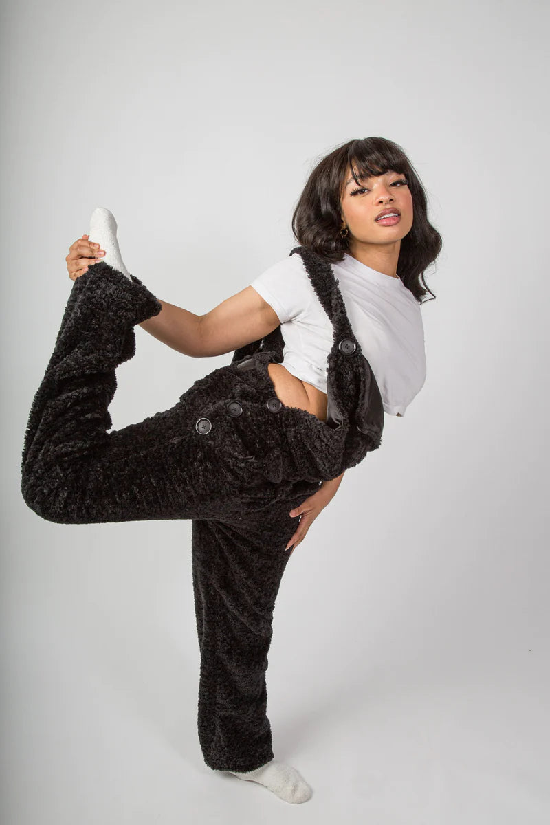 teddy sherpa overalls