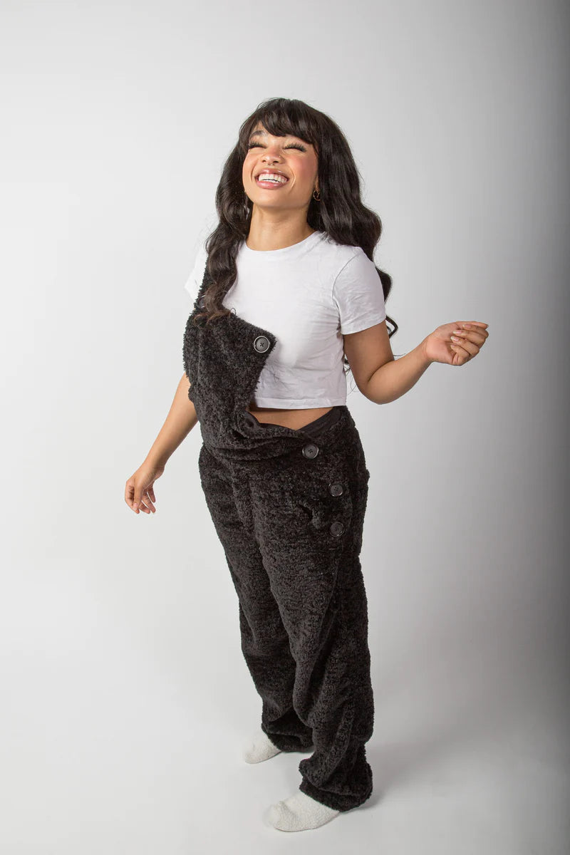 teddy sherpa overalls