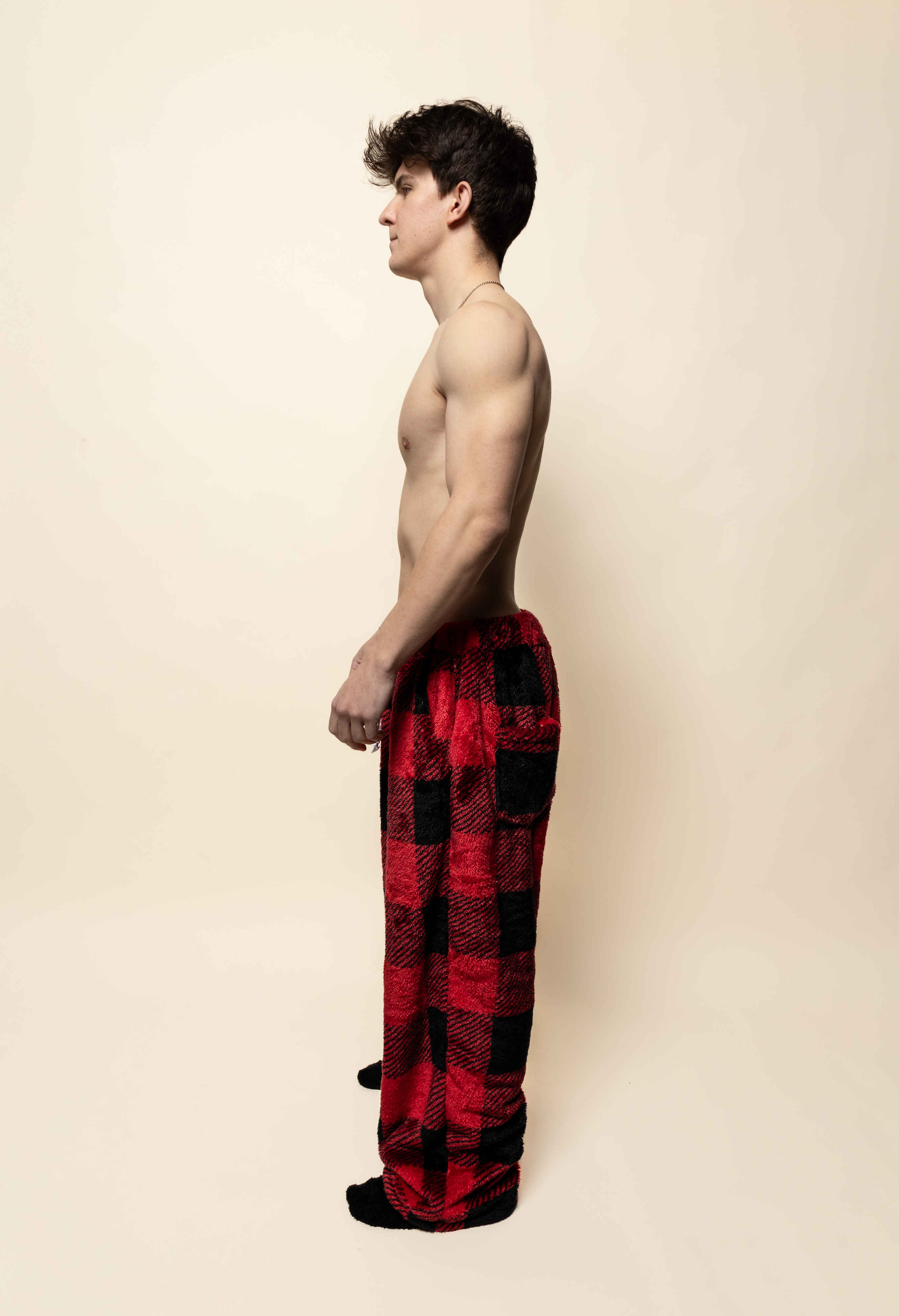 oversized pajama pants in brushed fur