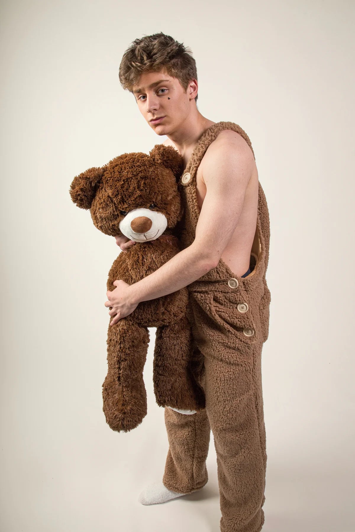 teddy sherpa overalls