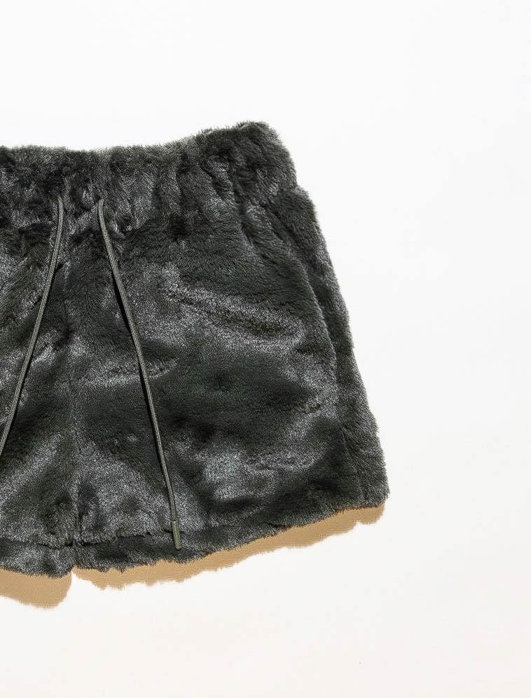minky fur shorts - forest green