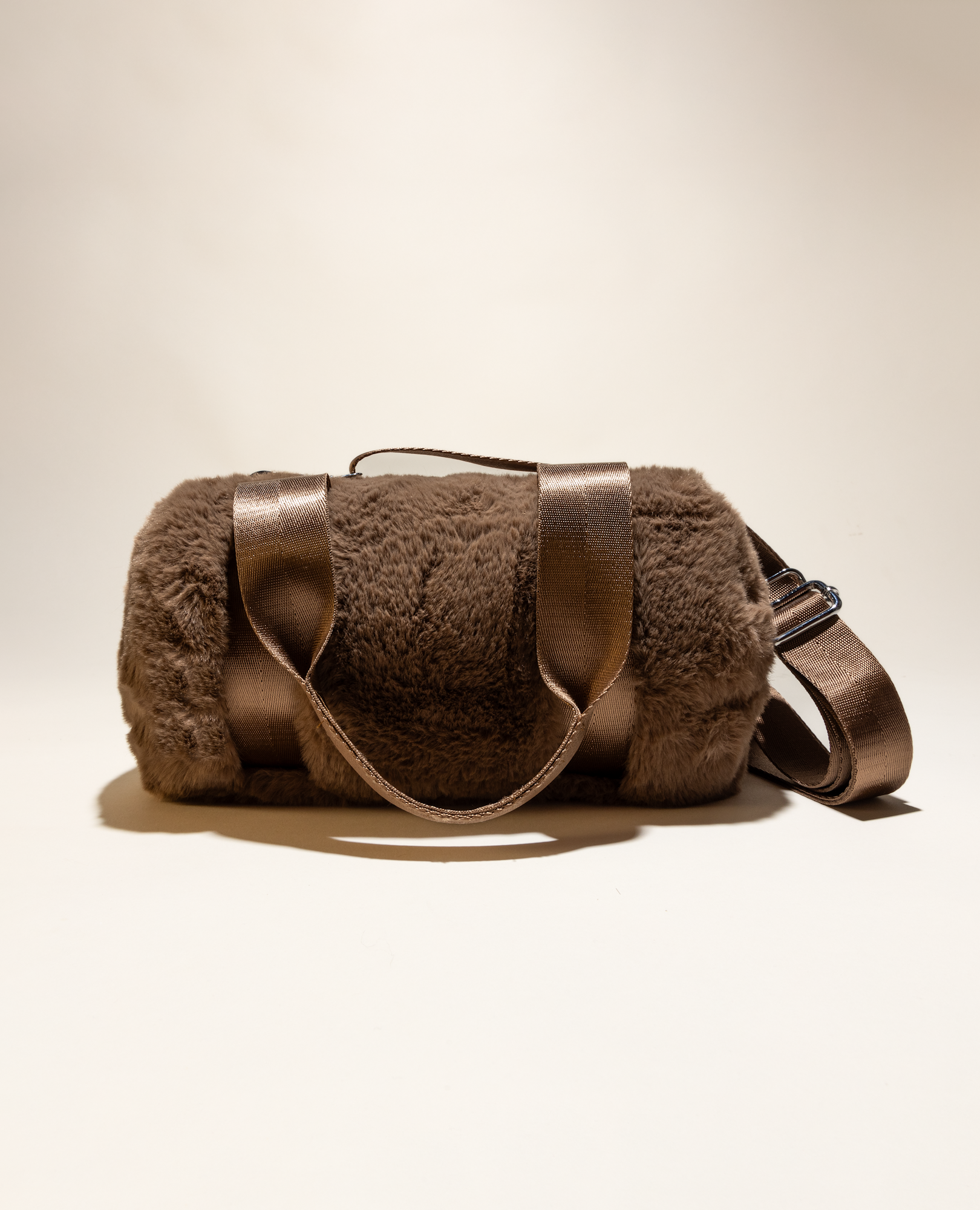 mini duffel in minky fur