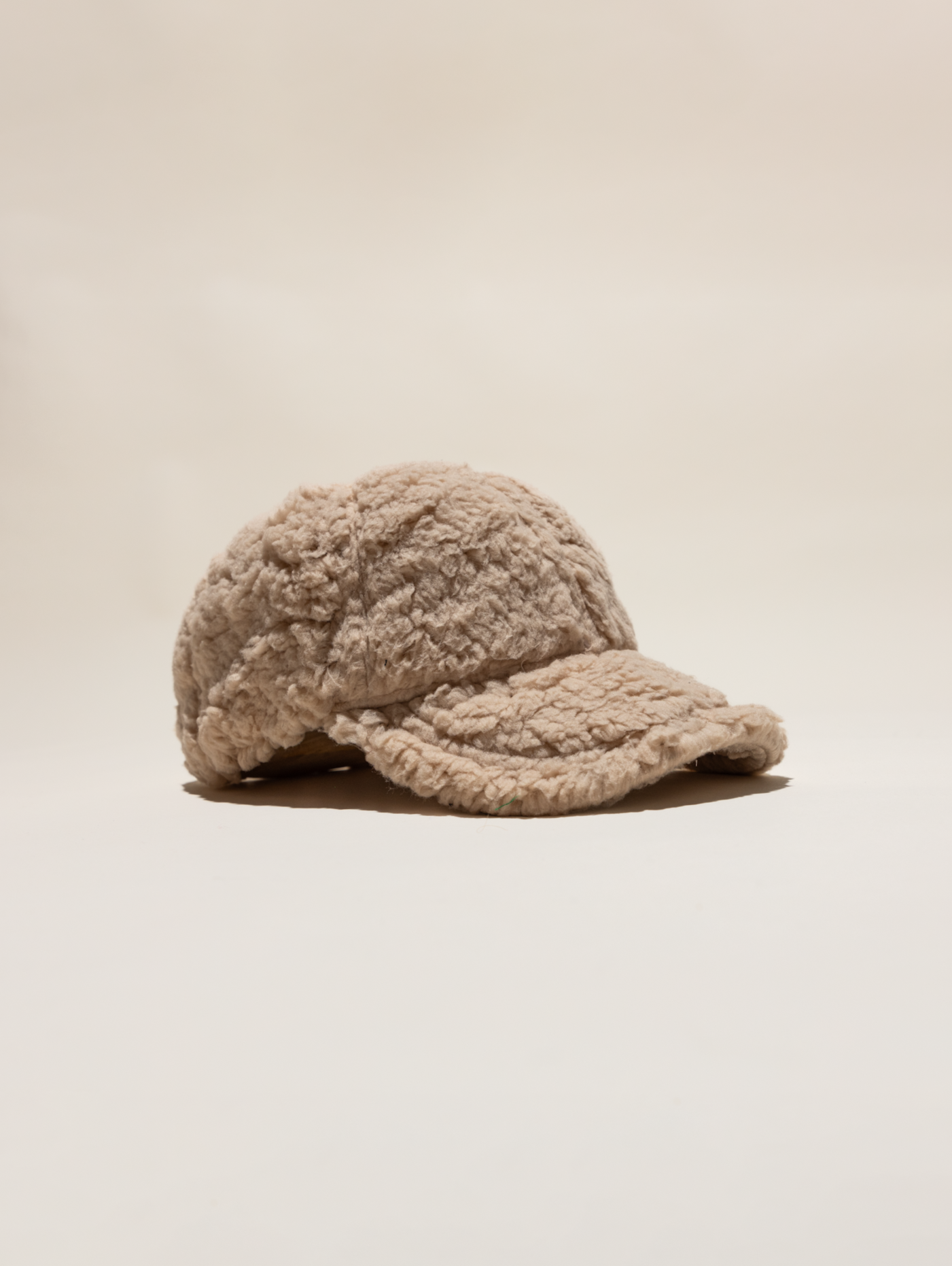 baseball cap in teddy sherpa
