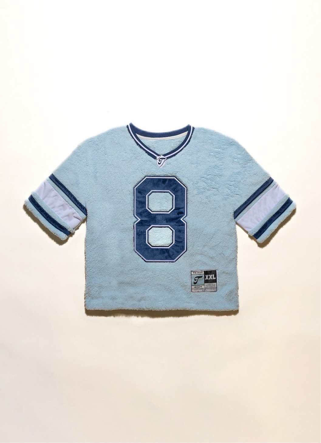 oversized football jersey in brushed fur