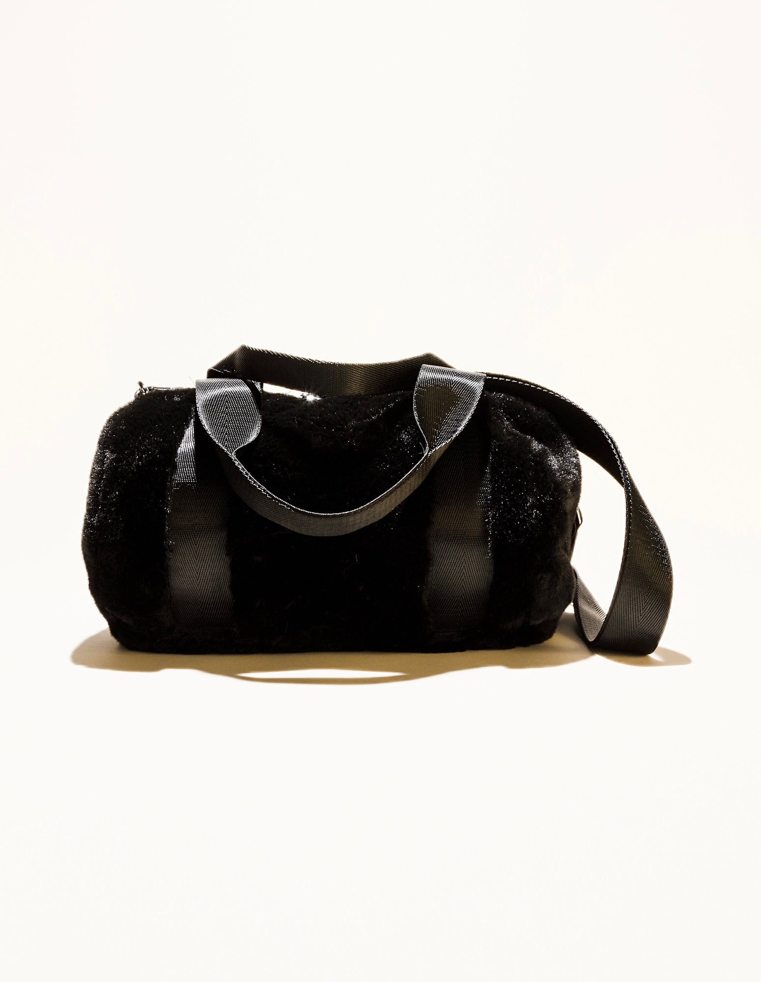 fluffy fur mini duffel - midnight
