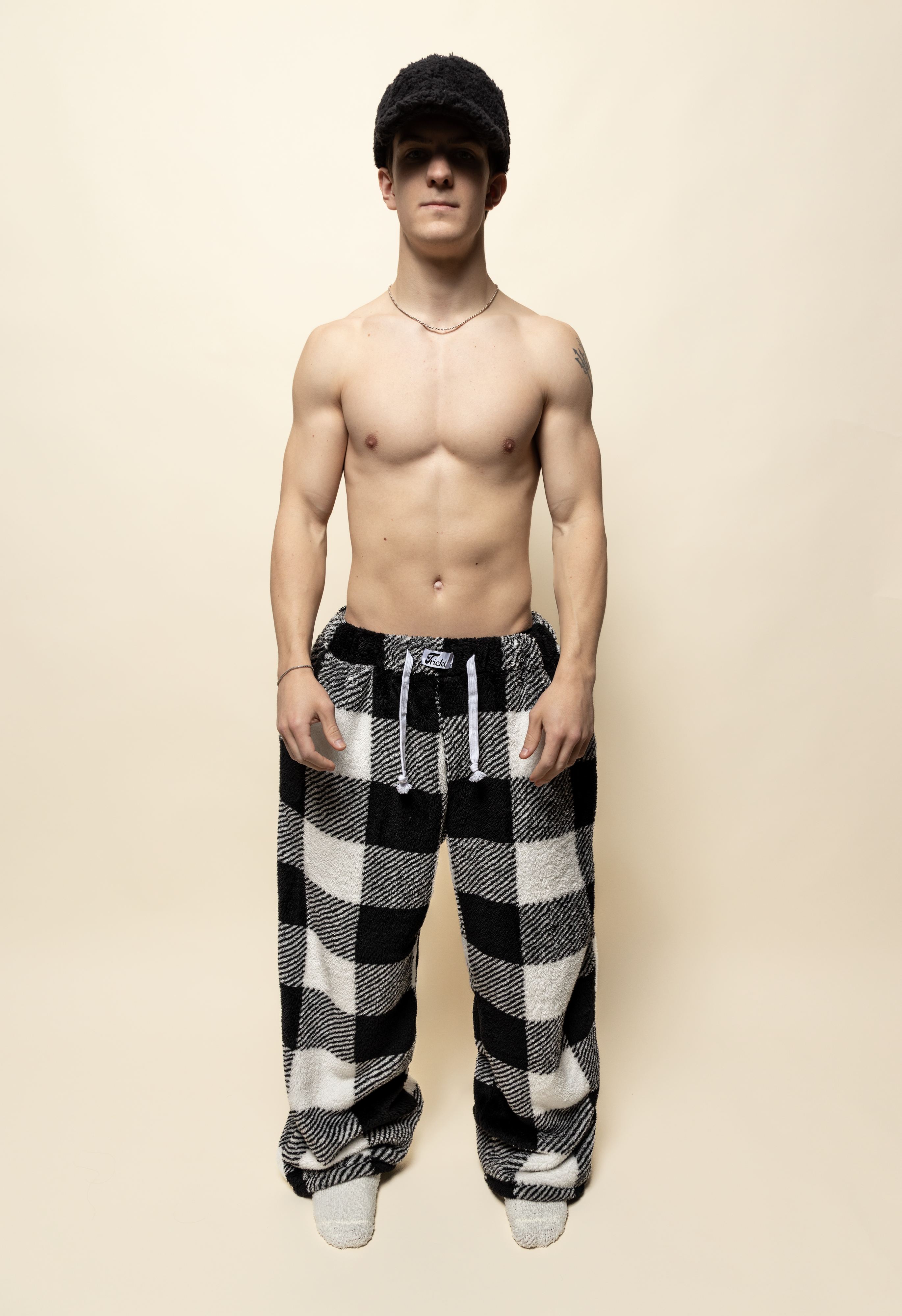 oversized pajama pants in brushed fur
