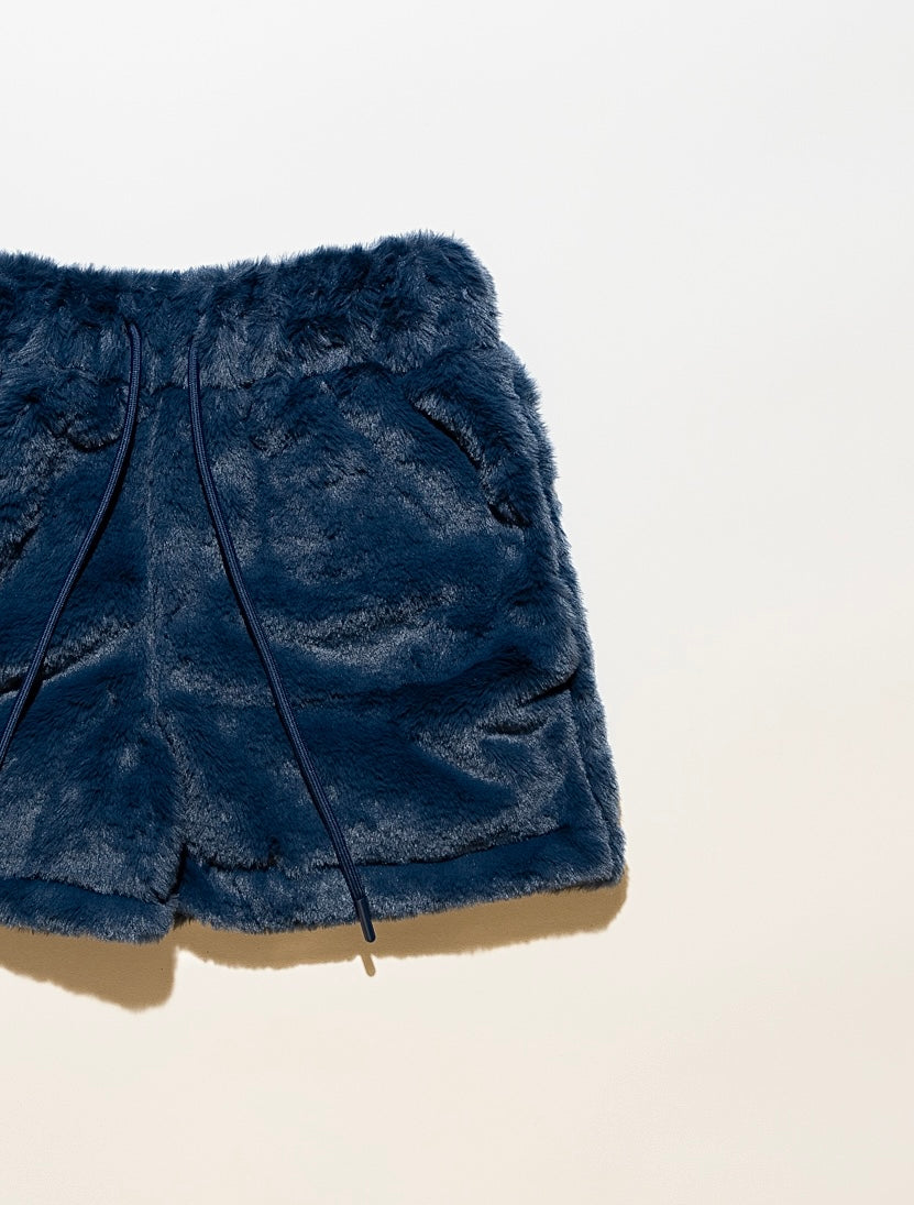 minky fur shorts - blueberry
