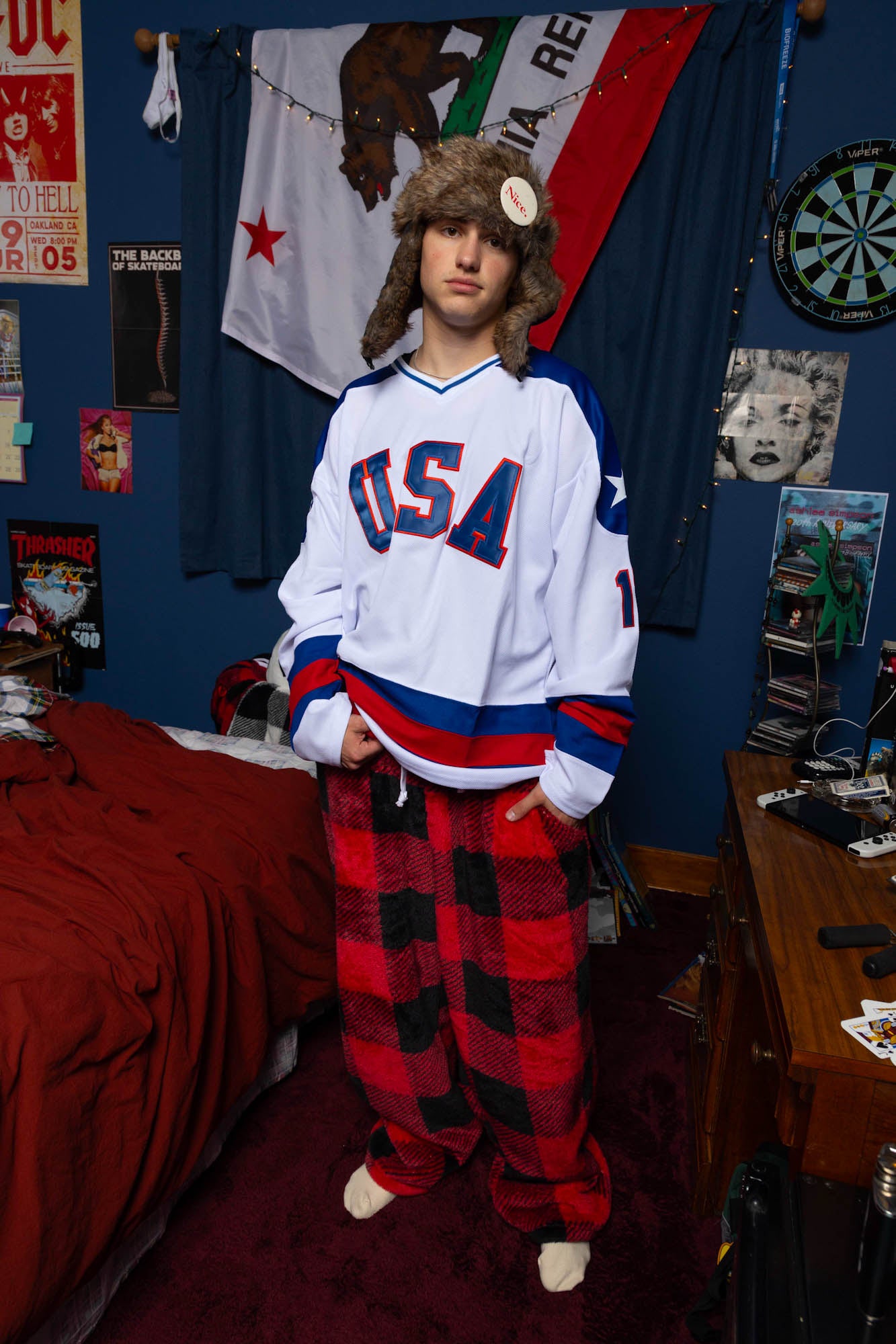 oversized pajama pants in brushed fur