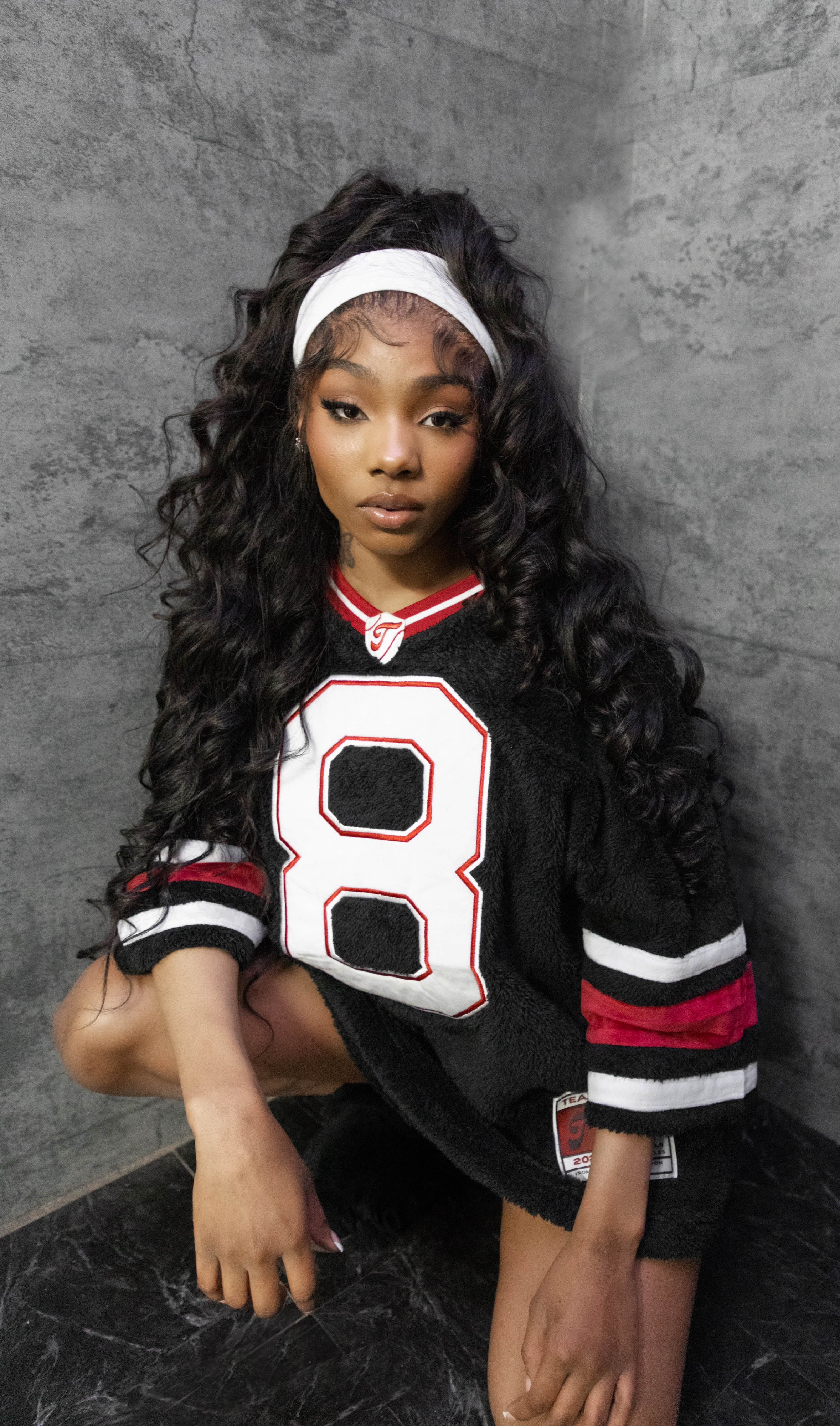 oversized football jersey in brushed fur