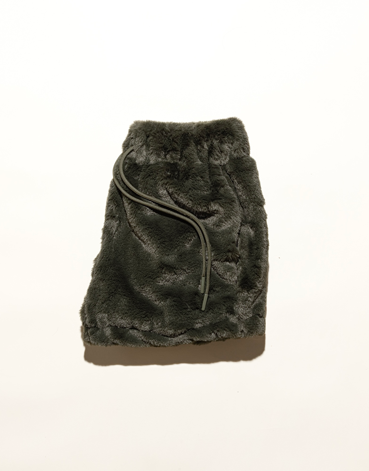 minky fur shorts - forest green