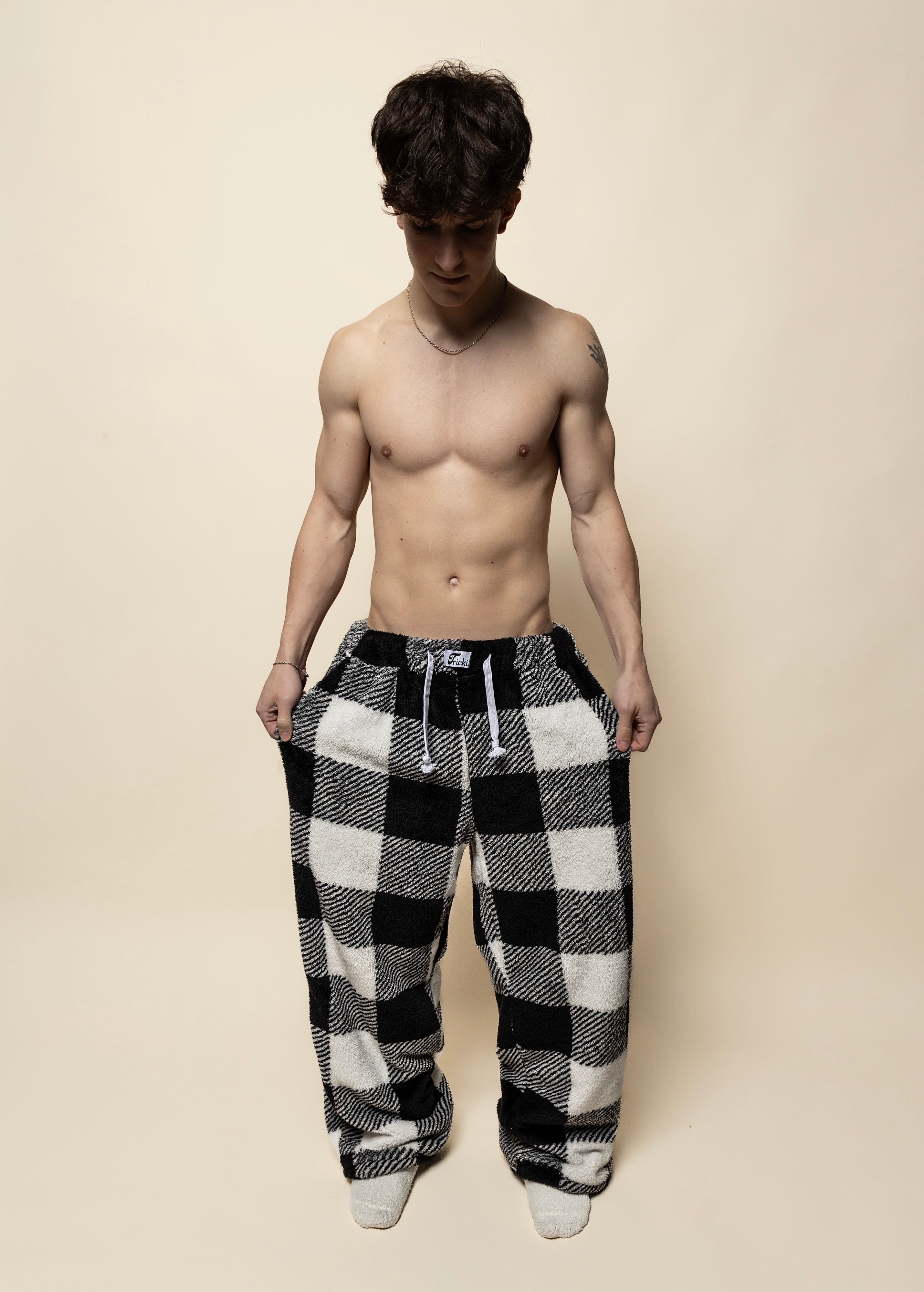 oversized pajama pants in brushed fur