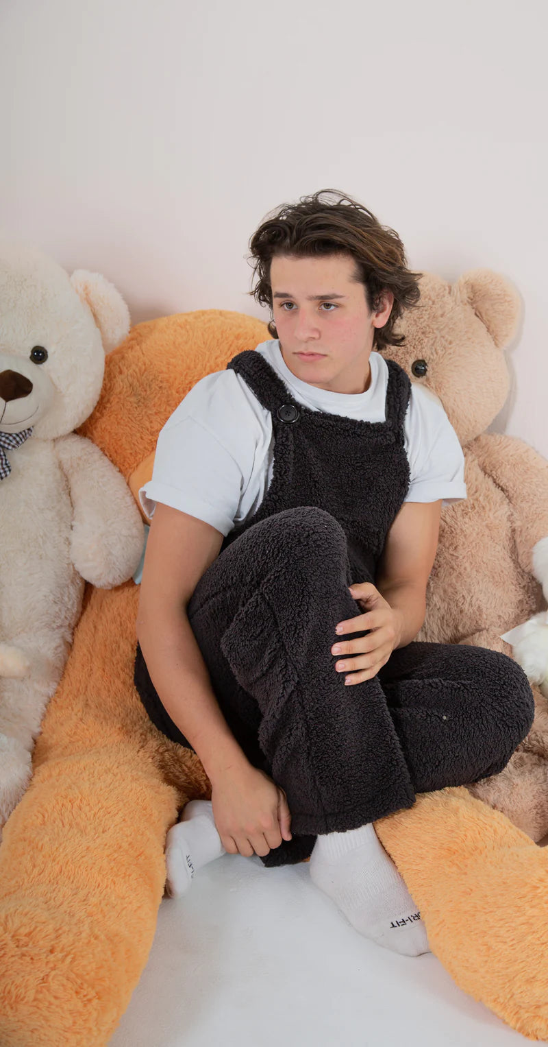teddy sherpa overalls