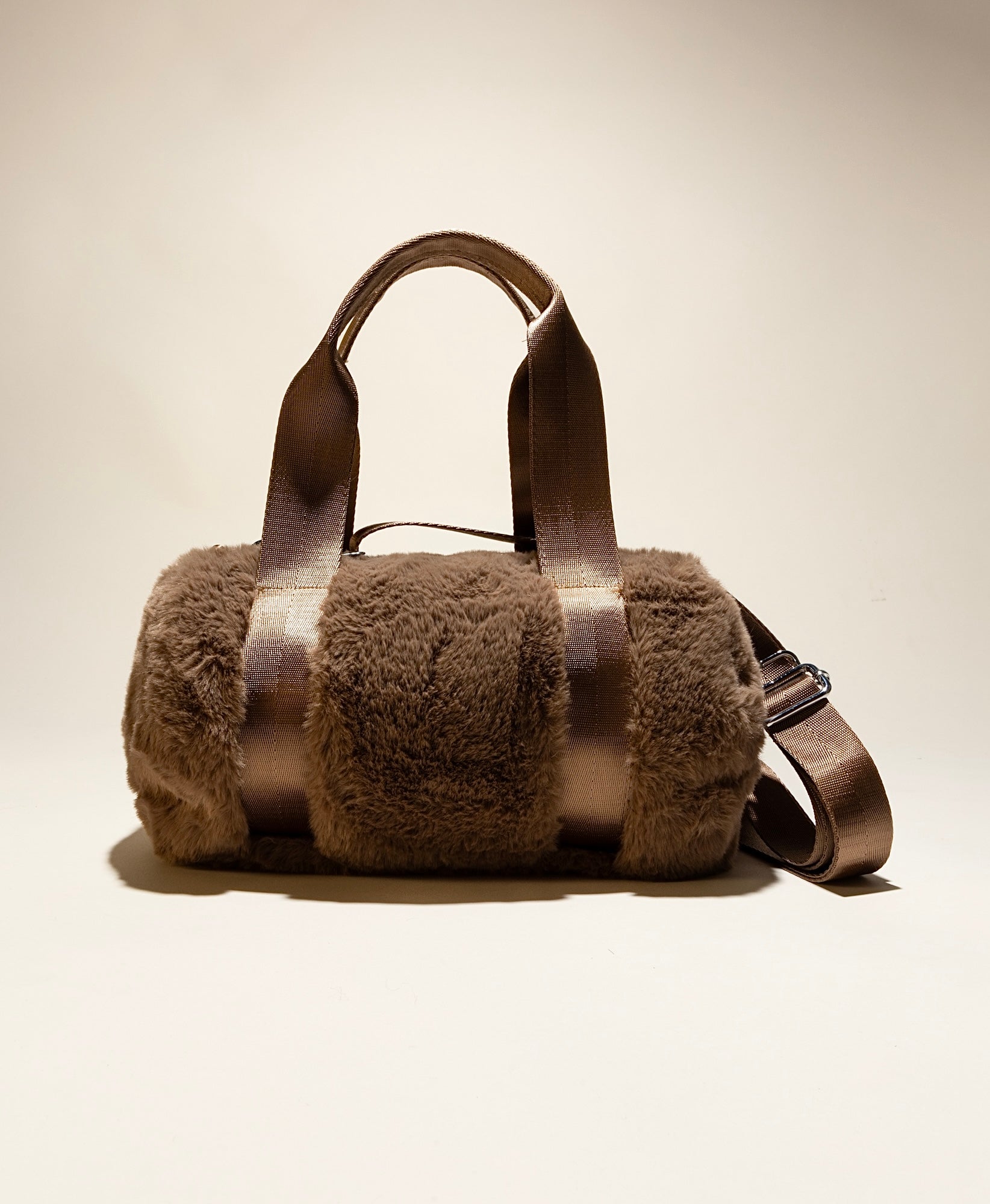 mini duffel in minky fur