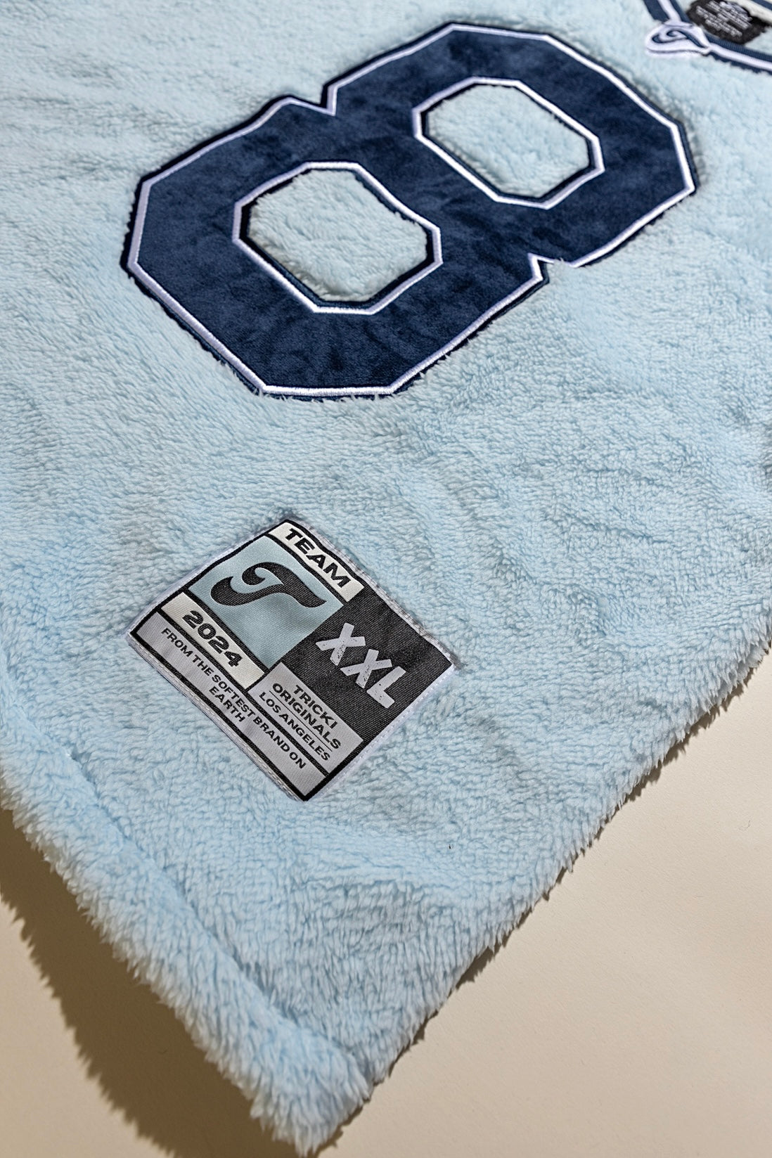 oversized football jersey in brushed fur