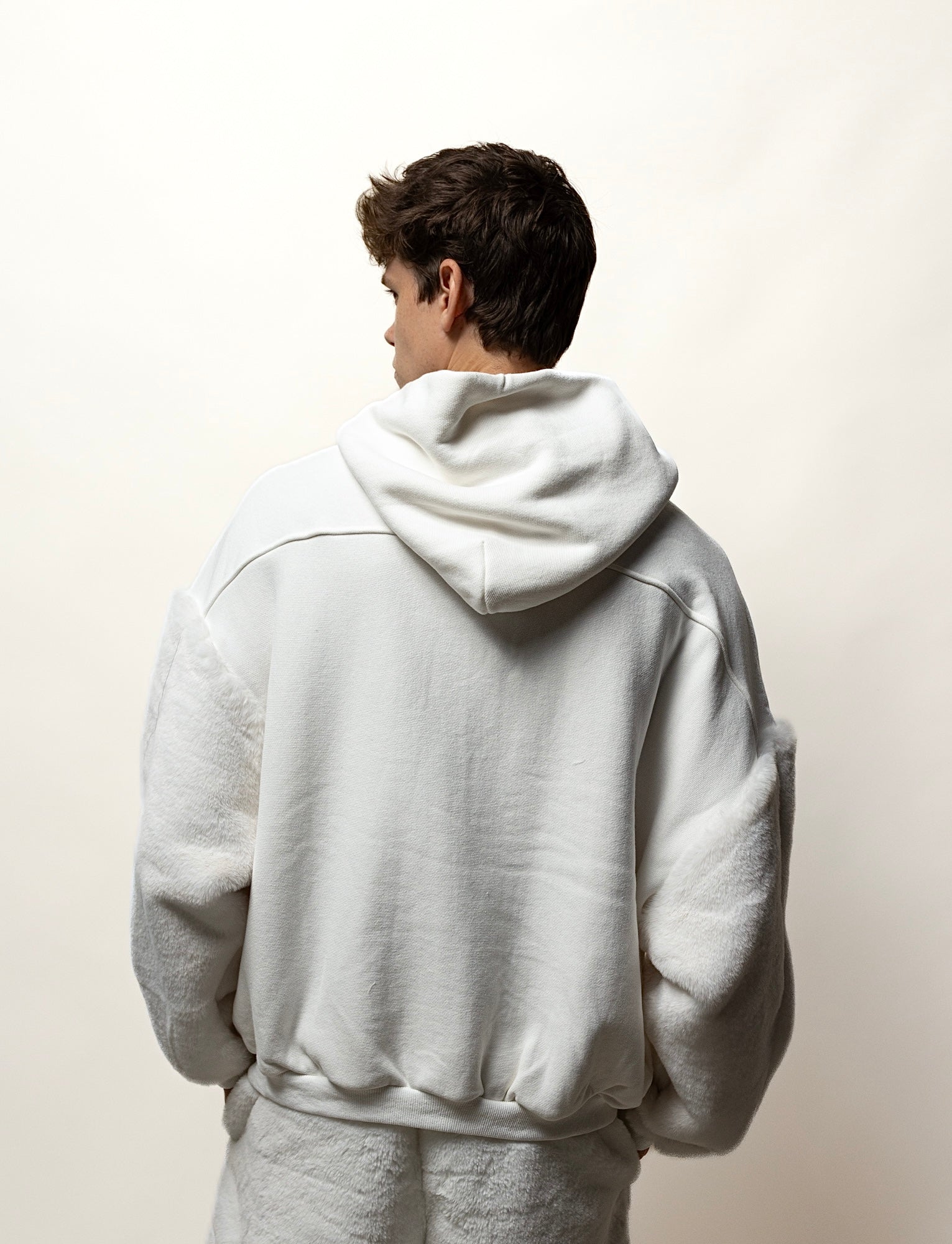 oversized fur sleeved hoodie