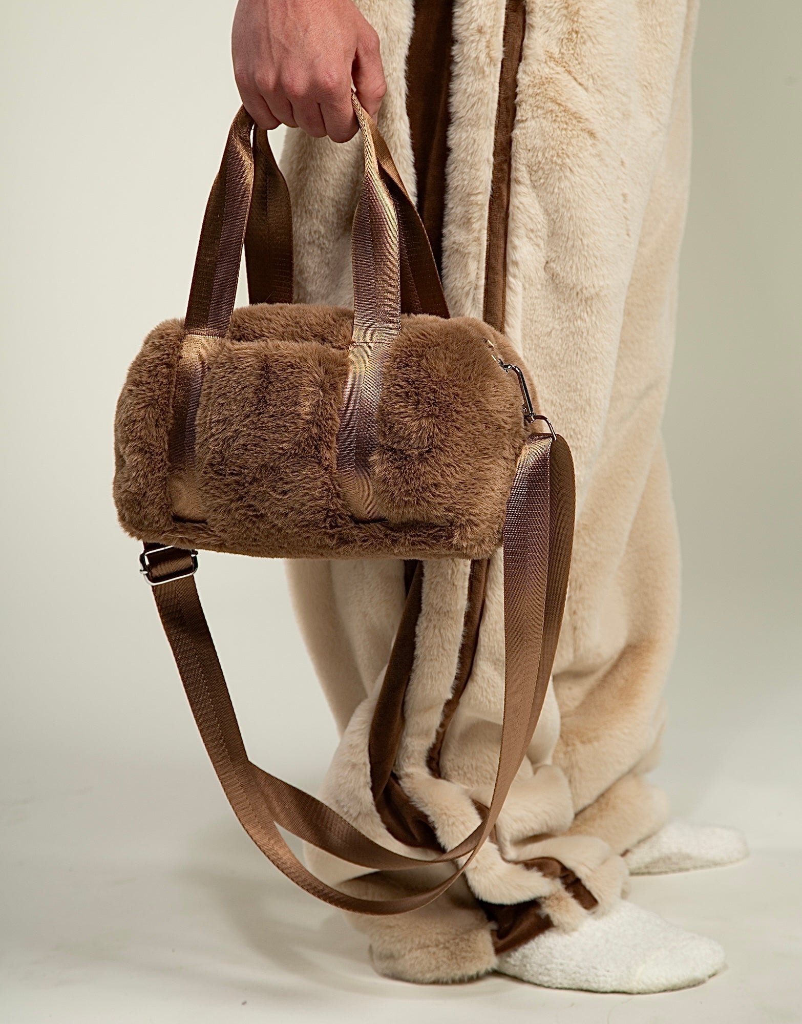 mini duffel in minky fur