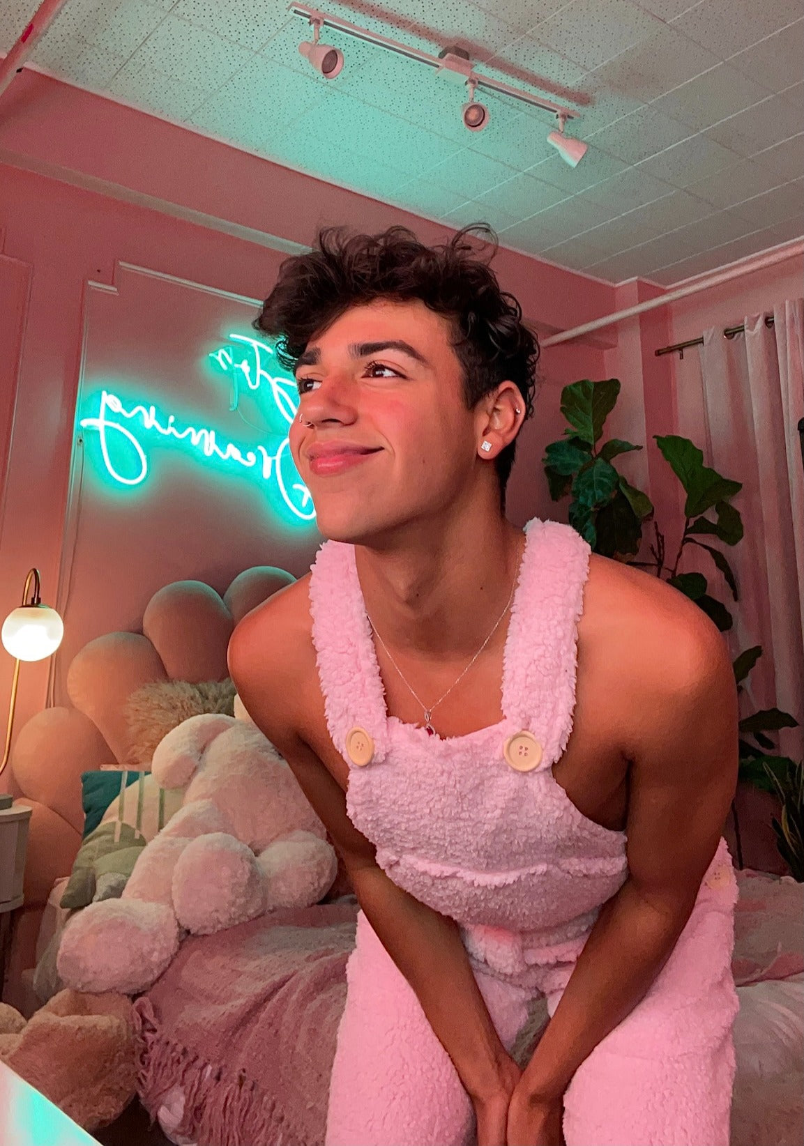 teddy sherpa overalls