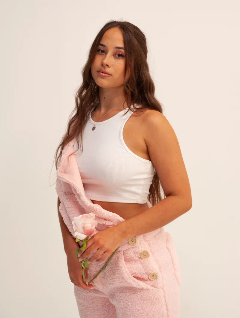 teddy sherpa overalls