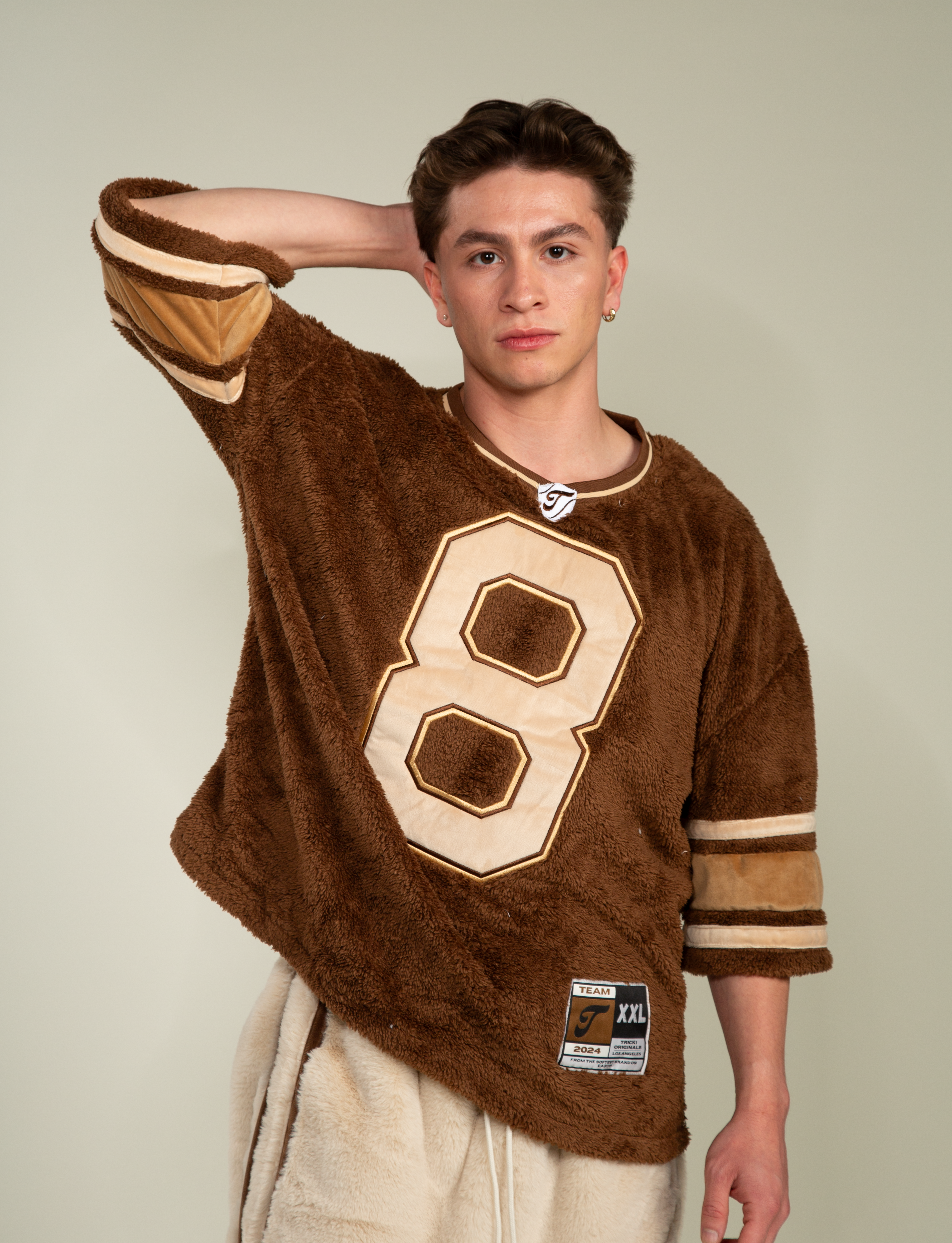 oversized football jersey in brushed fur