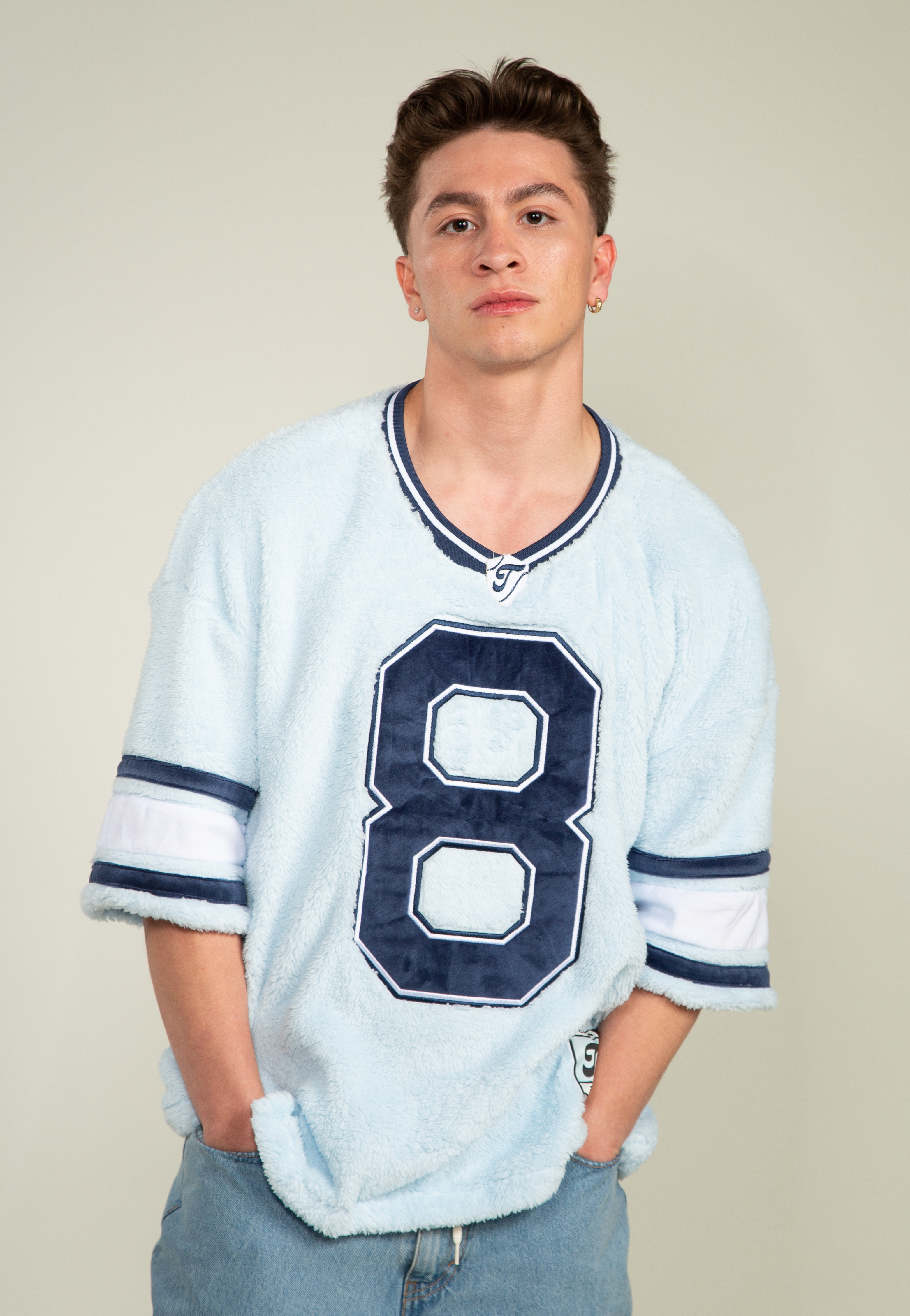 oversized football jersey in brushed fur