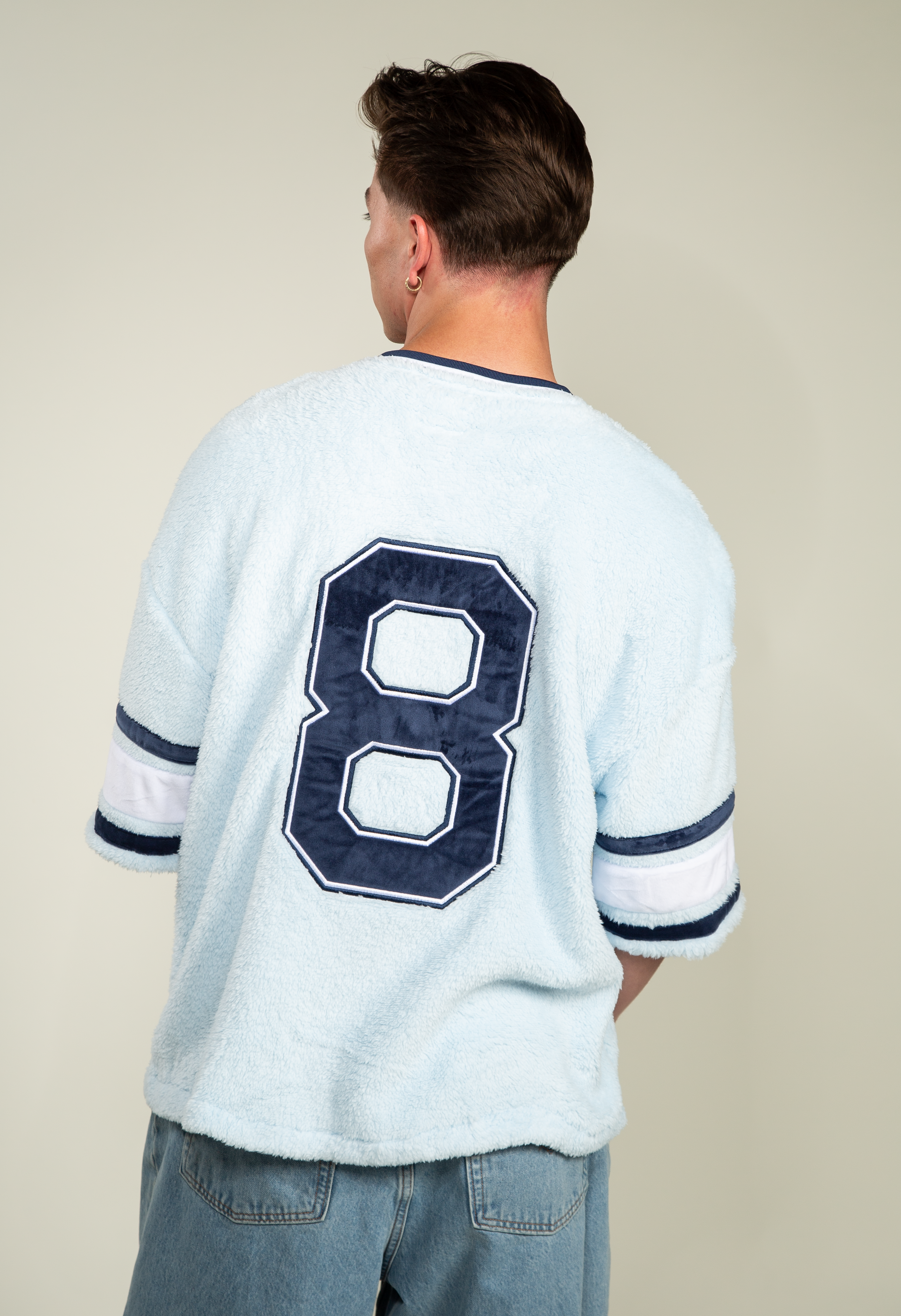 oversized football jersey in brushed fur