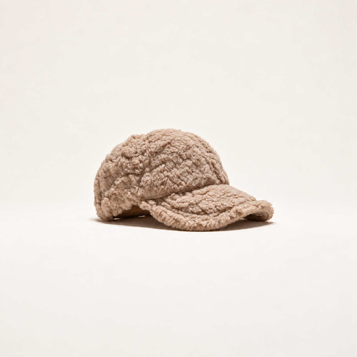 baseball cap in teddy sherpa