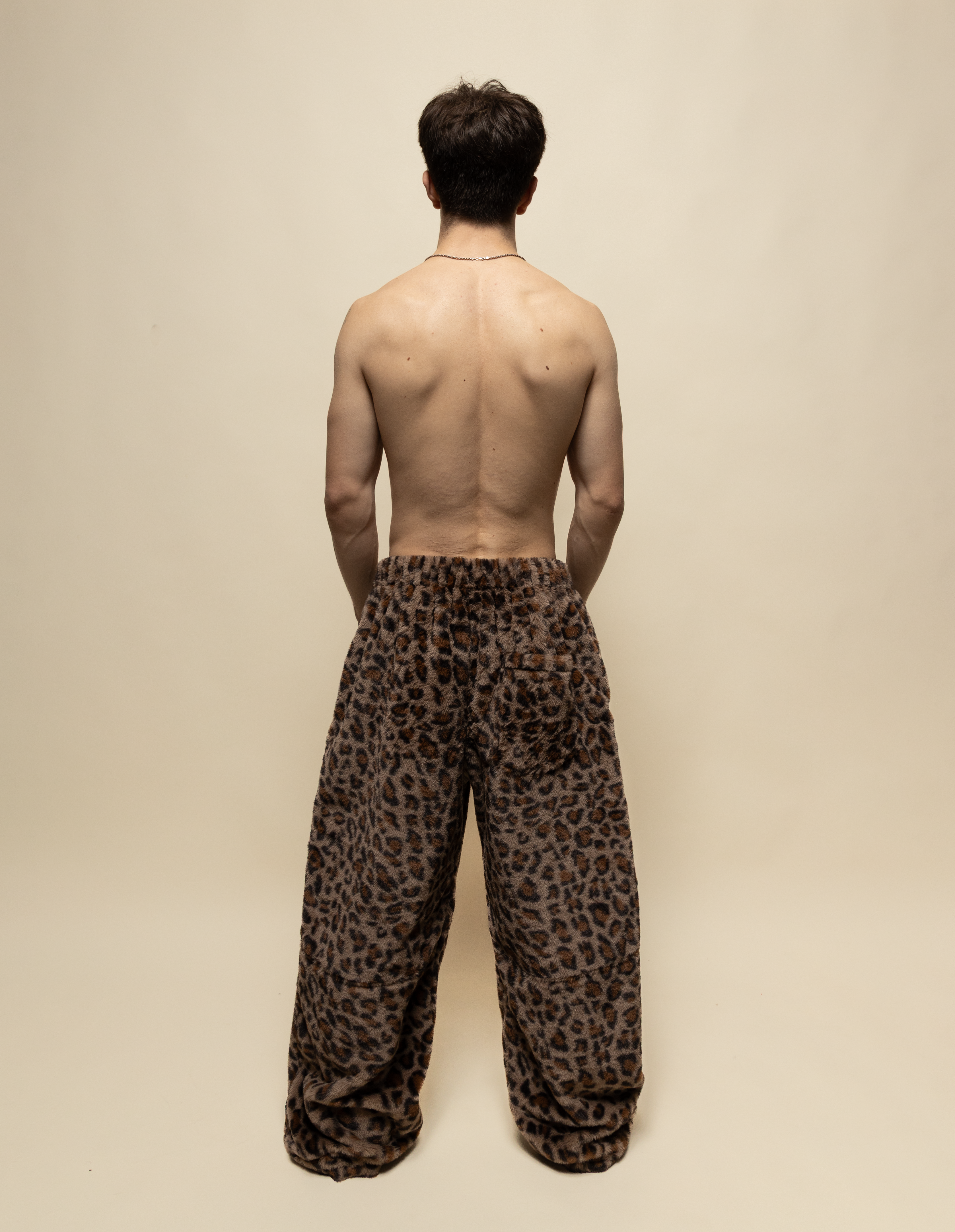 baggy sweats in leopard print fur