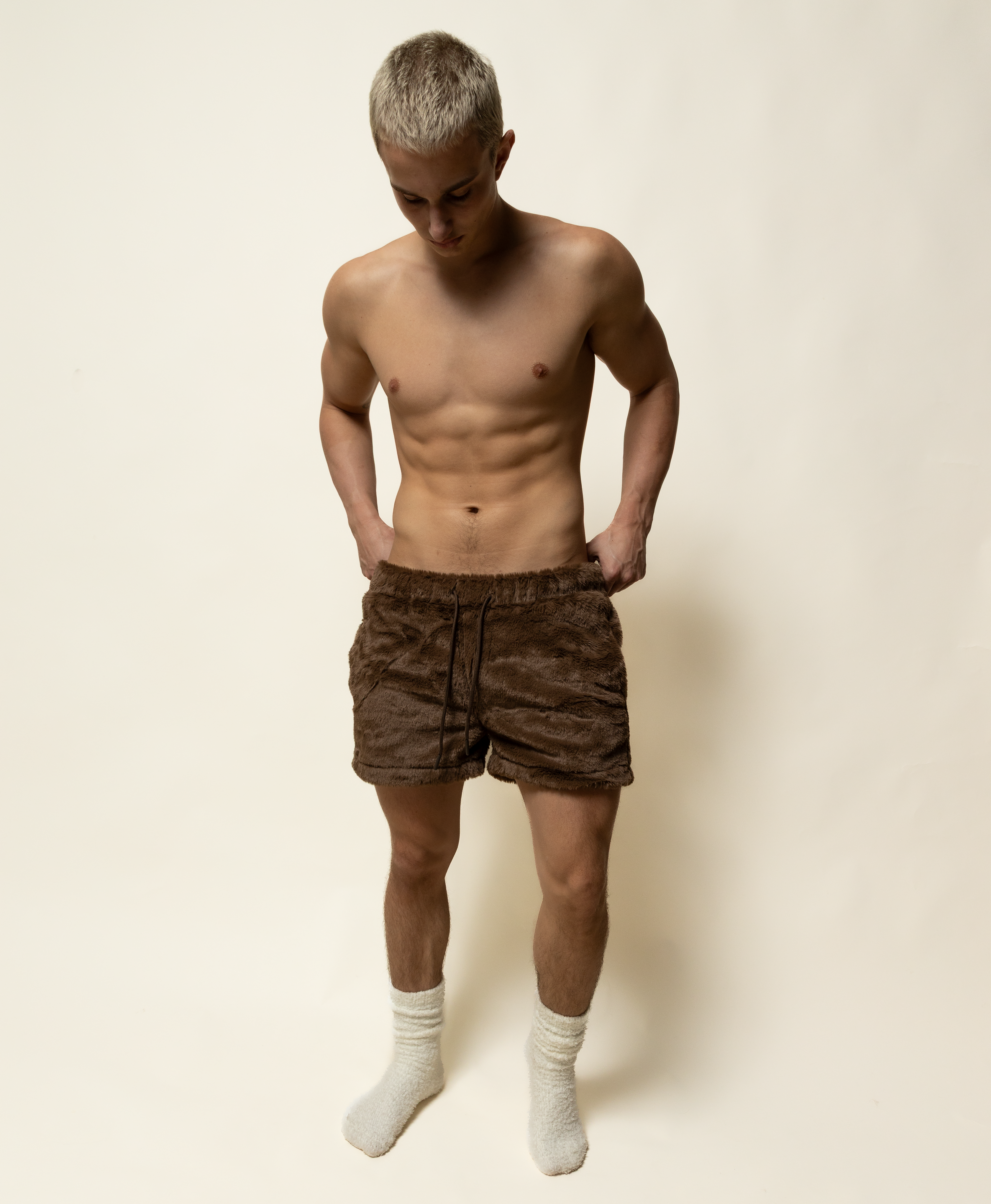 5" shorts in minky fur