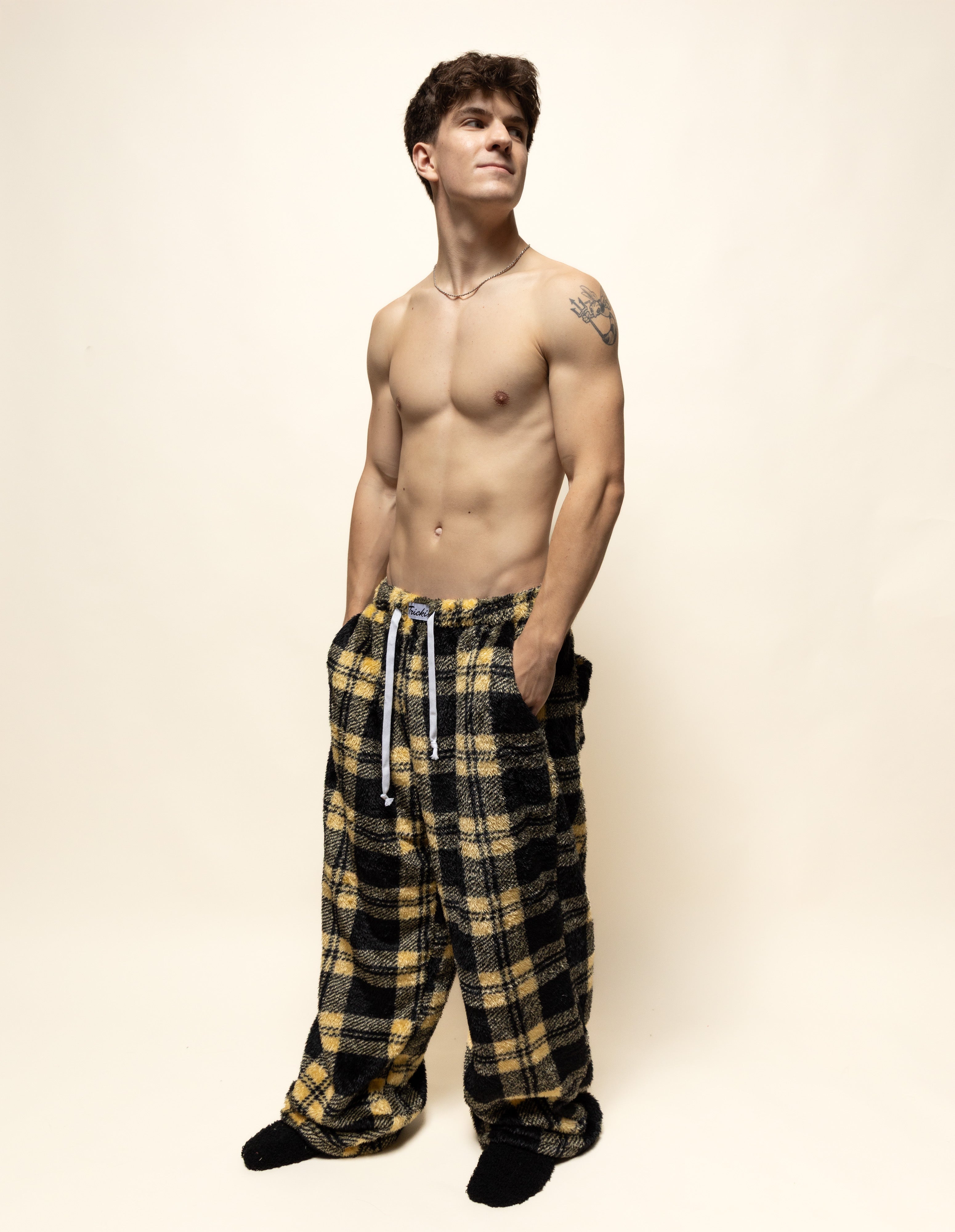 oversized pajama pants in brushed fur