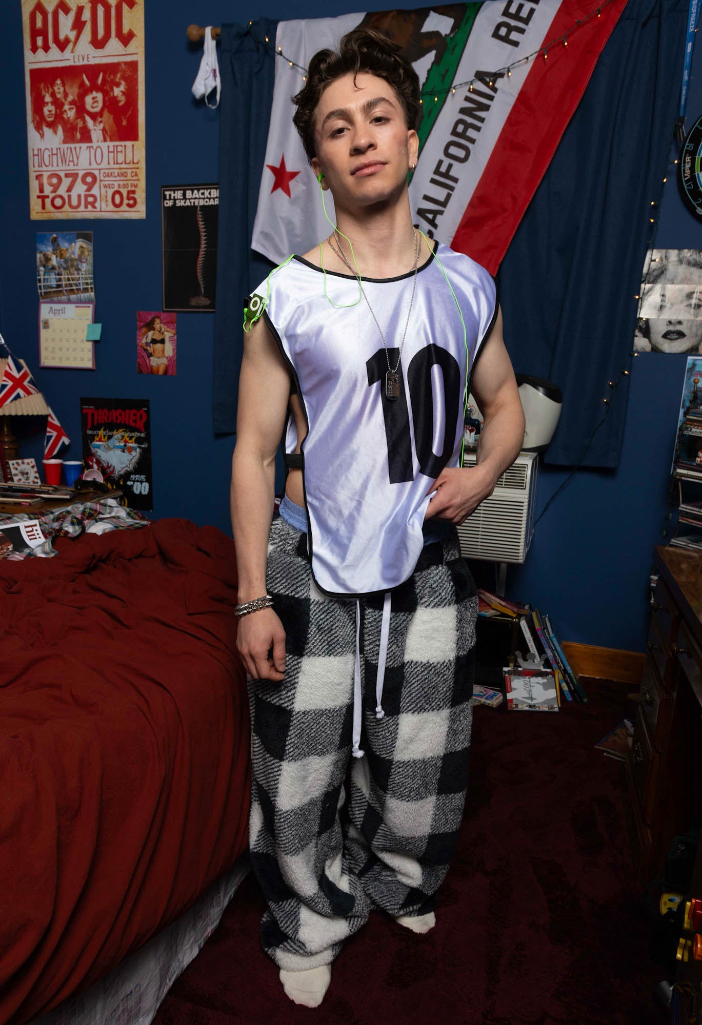 oversized pajama pants in brushed fur