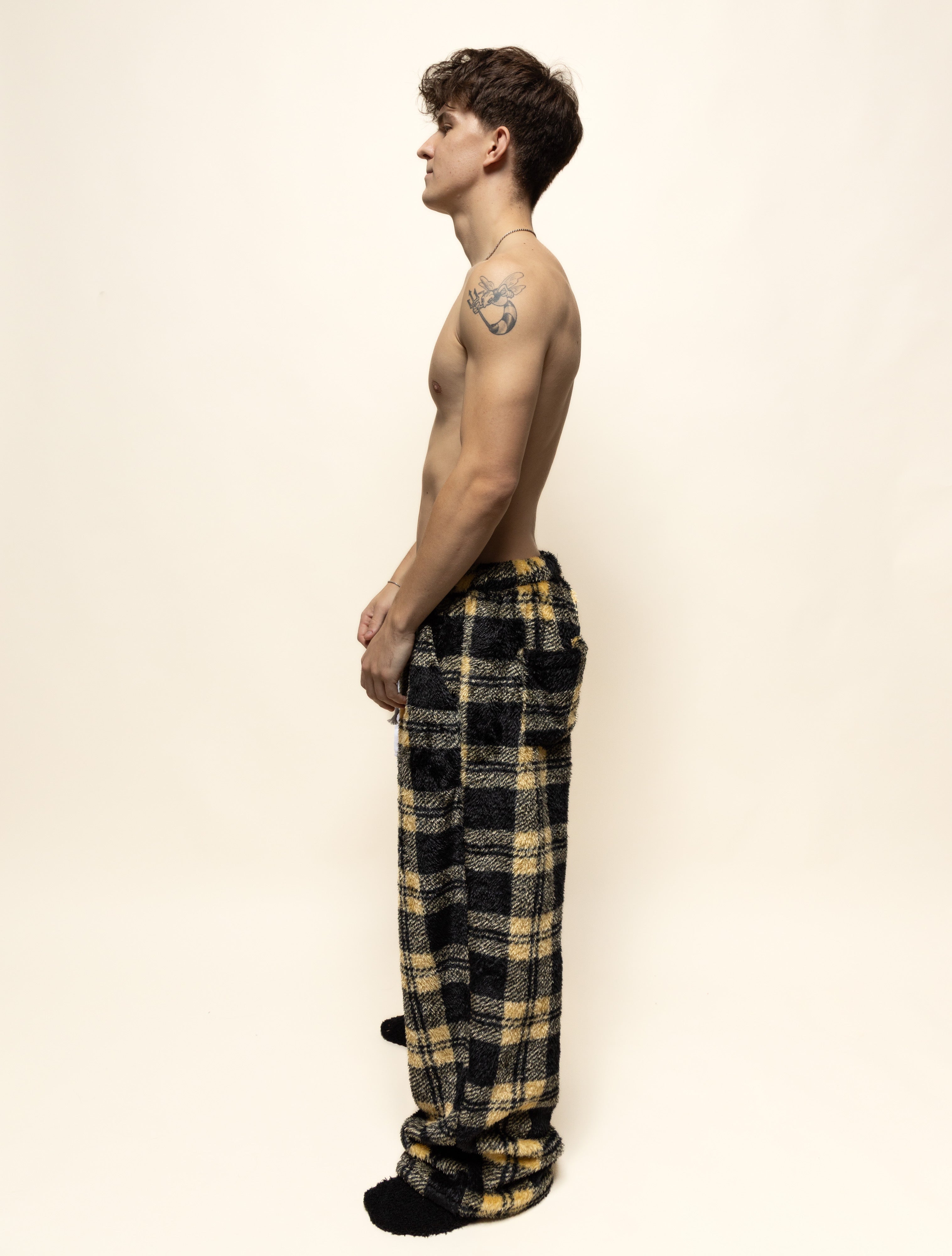 oversized pajama pants in brushed fur