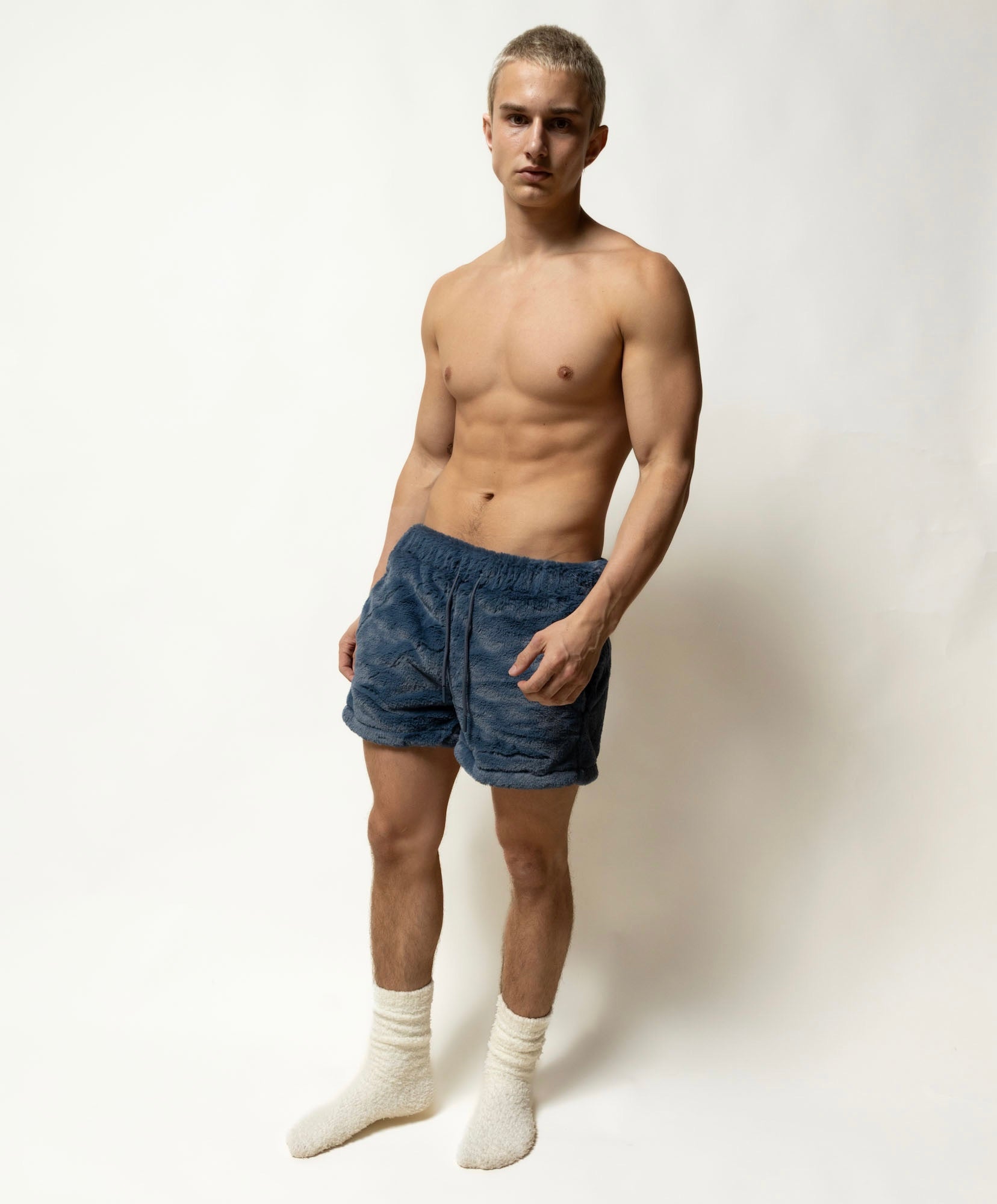 5" shorts in minky fur